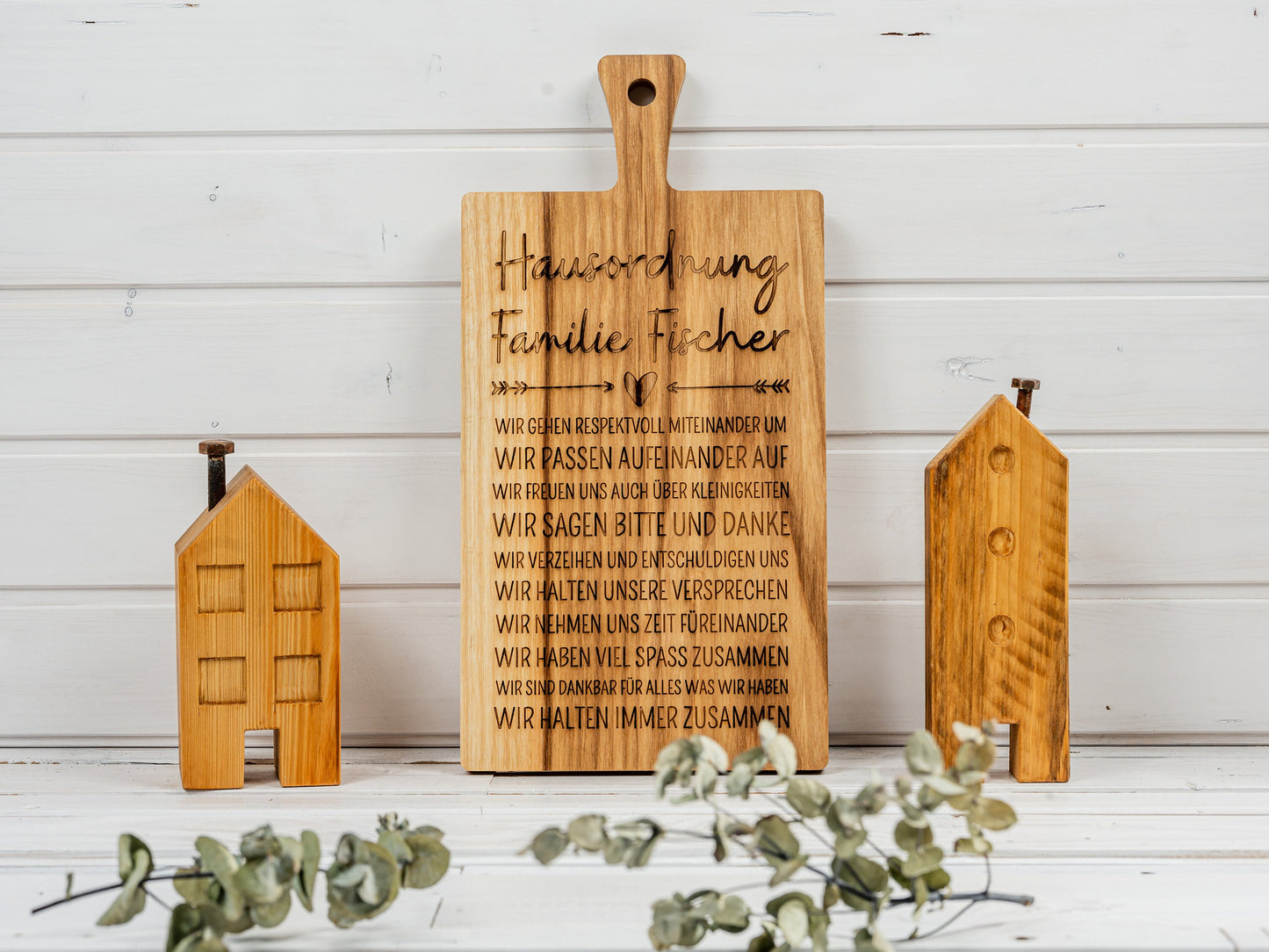 Hausordnung, Hausregeln, Holztafel, personalisiert, Familienname, Familienbande, Zusammenleben, Geschenkidee zum Einzug, Geschenk Eltern