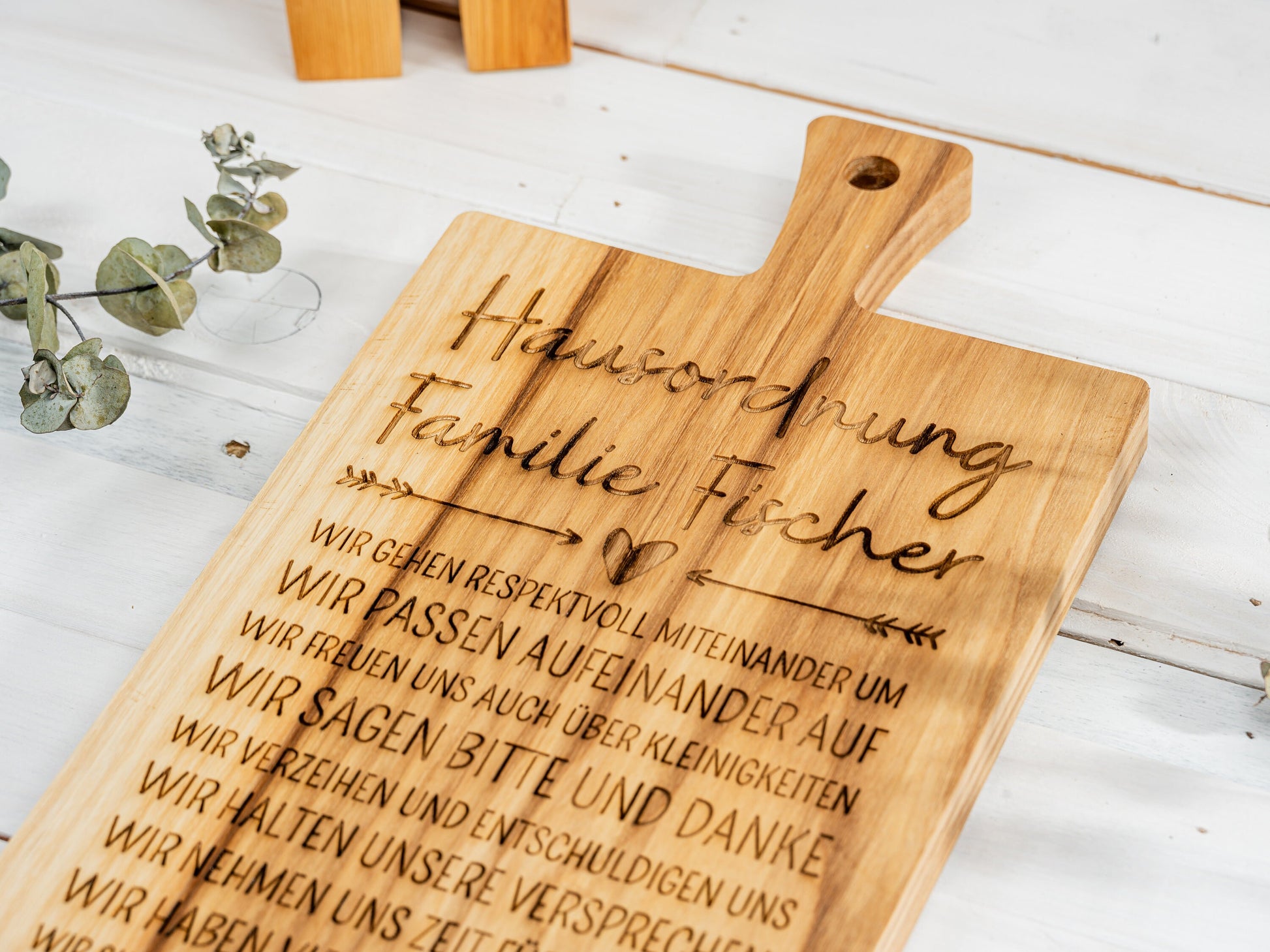 Hausordnung, Hausregeln, Holztafel, personalisiert, Familienname, Familienbande, Zusammenleben, Geschenkidee zum Einzug, Geschenk Eltern