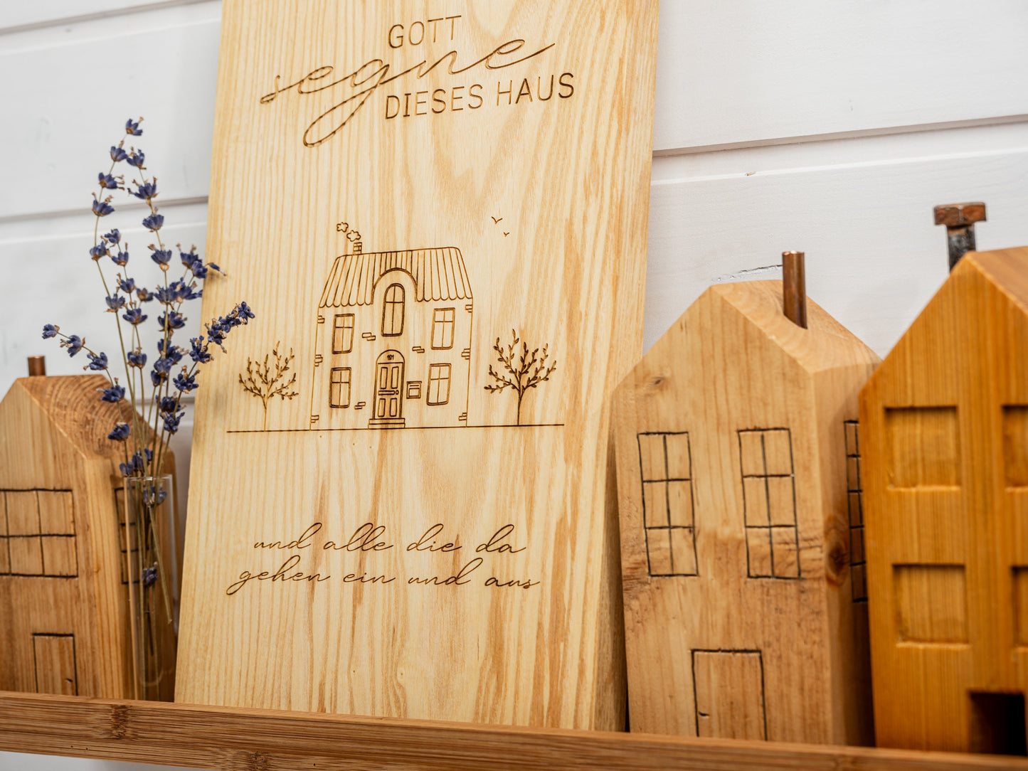 Gott segne dieses Haus, Holzschild, Geschenkidee Richtfest, Geschenk Einzug, Wandbild, Haussegen, Haussegentafel, Holzschild