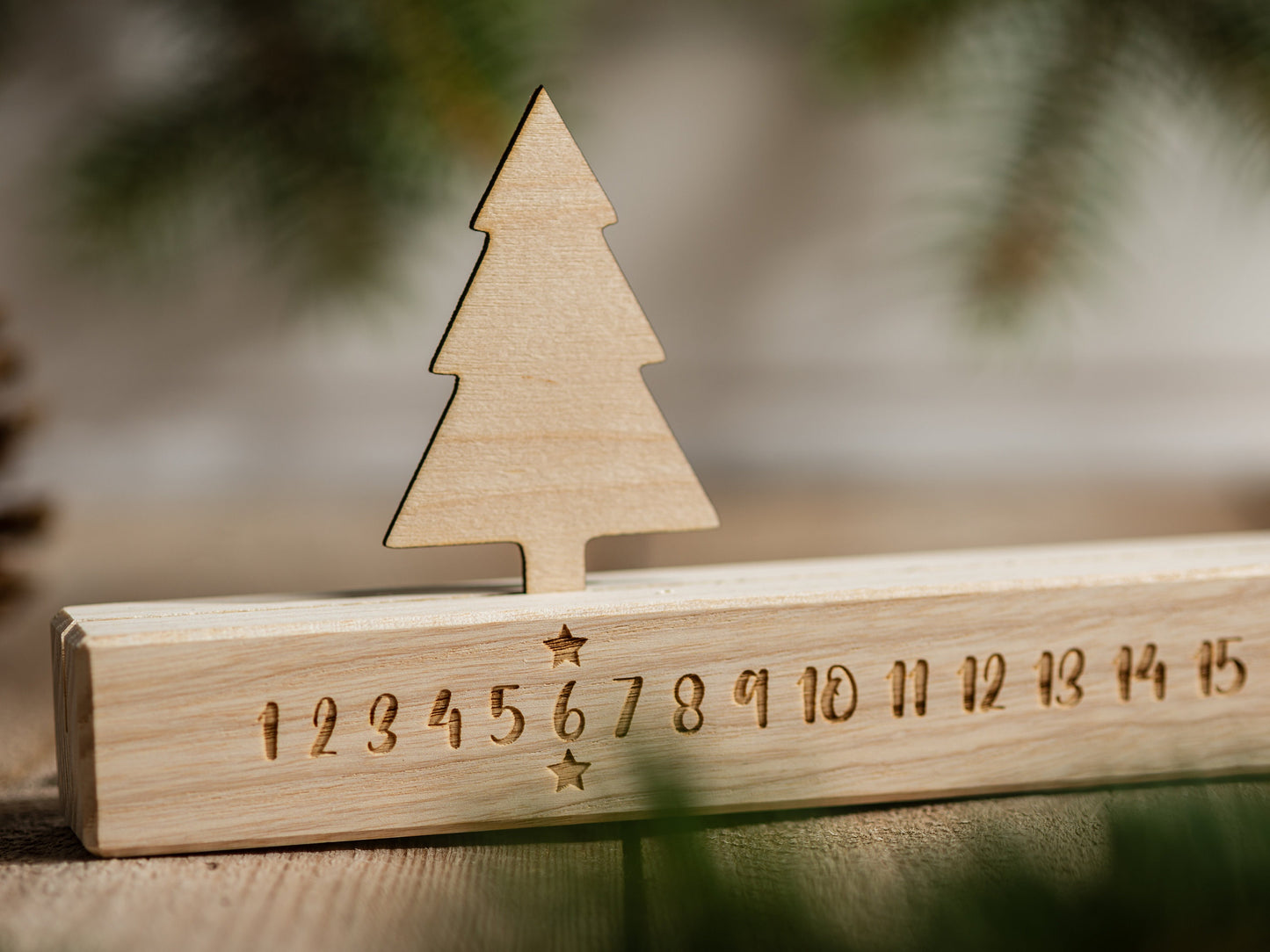 Ewiger Adventskalender aus Holz, 30 cm, Adventskalender Holzleiste, Adventskalender immerwährend, Leiste, Wohndeko, minimalistisch, Büro