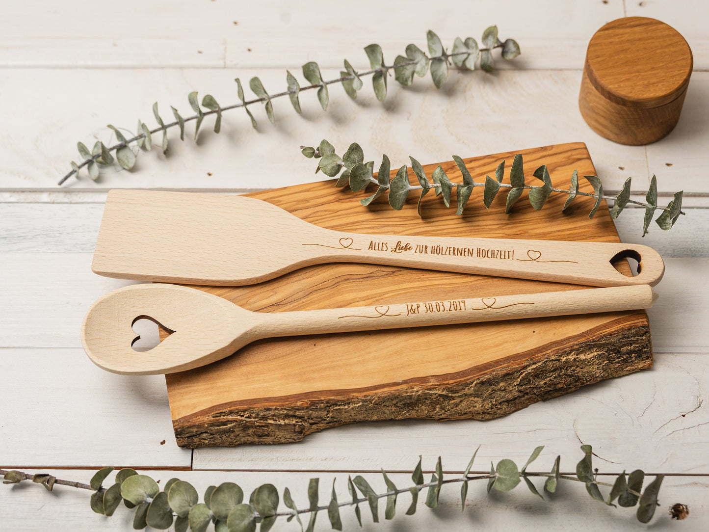 Set Kochlöffel+Pfannenwender personalisiert, Hochzeit, Kochlöffel Gravur, Kochlöffel Herz, Kochlöffel Holz, Hochzeitsgeschenk, Polterabend