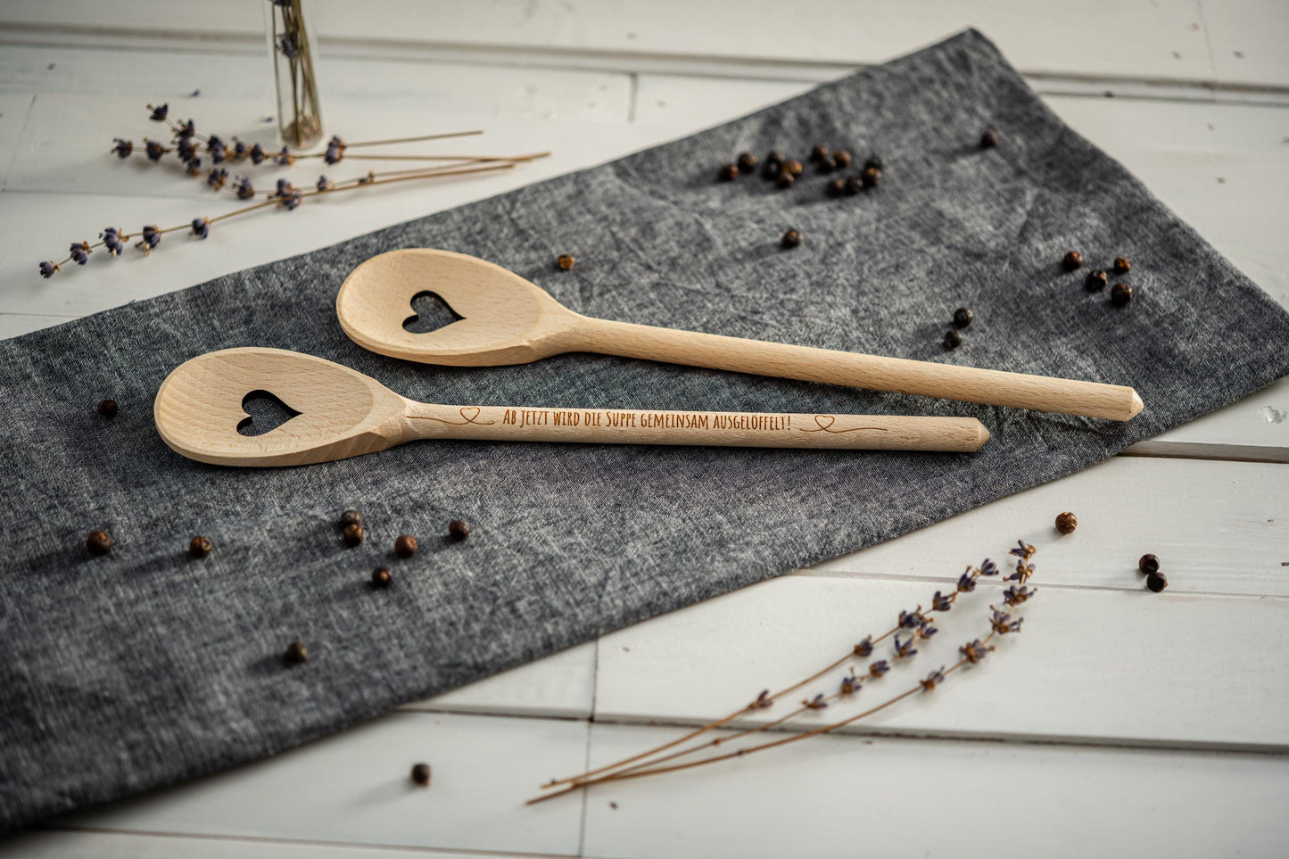 Kochlöffel personalisiert, Hochzeitssuppe, Suppe gemeinsam auslöffeln, Holzlöffel Gravur, Kochlöffel mit Herz, Hochzeitsgeschenk