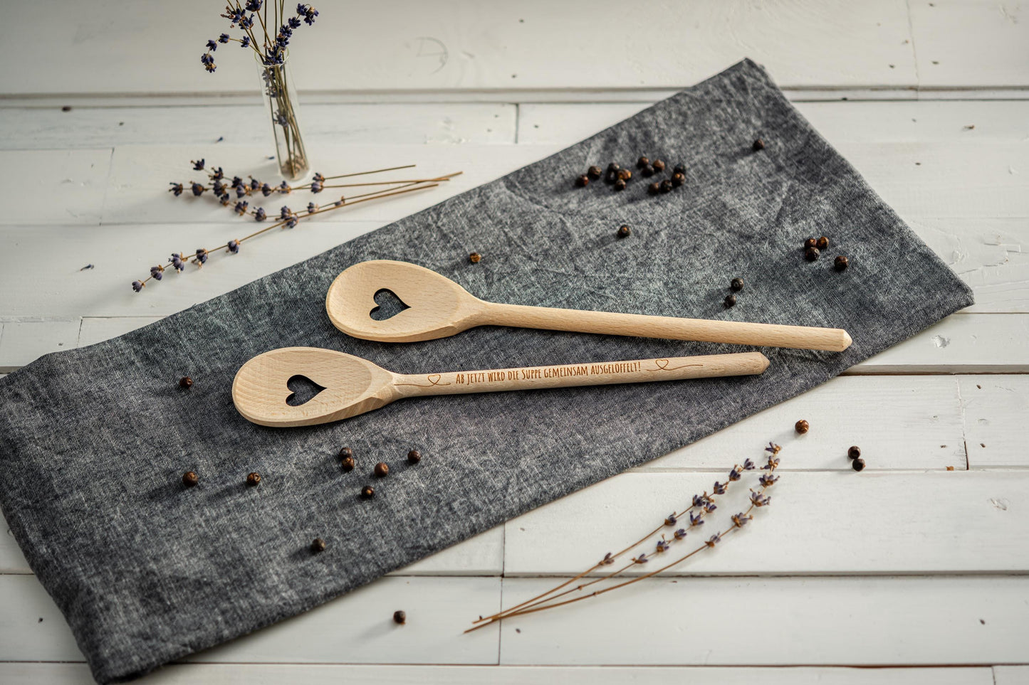 Kochlöffel personalisiert, Hochzeitssuppe, Suppe gemeinsam auslöffeln, Holzlöffel Gravur, Kochlöffel mit Herz, Hochzeitsgeschenk
