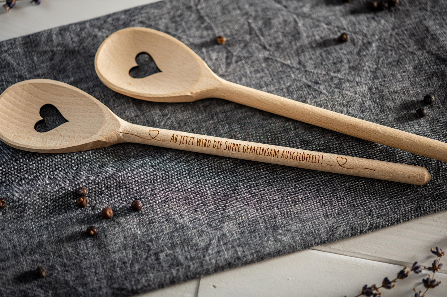 Kochlöffel personalisiert, Hochzeitssuppe, Suppe gemeinsam auslöffeln, Holzlöffel Gravur, Kochlöffel mit Herz, Hochzeitsgeschenk