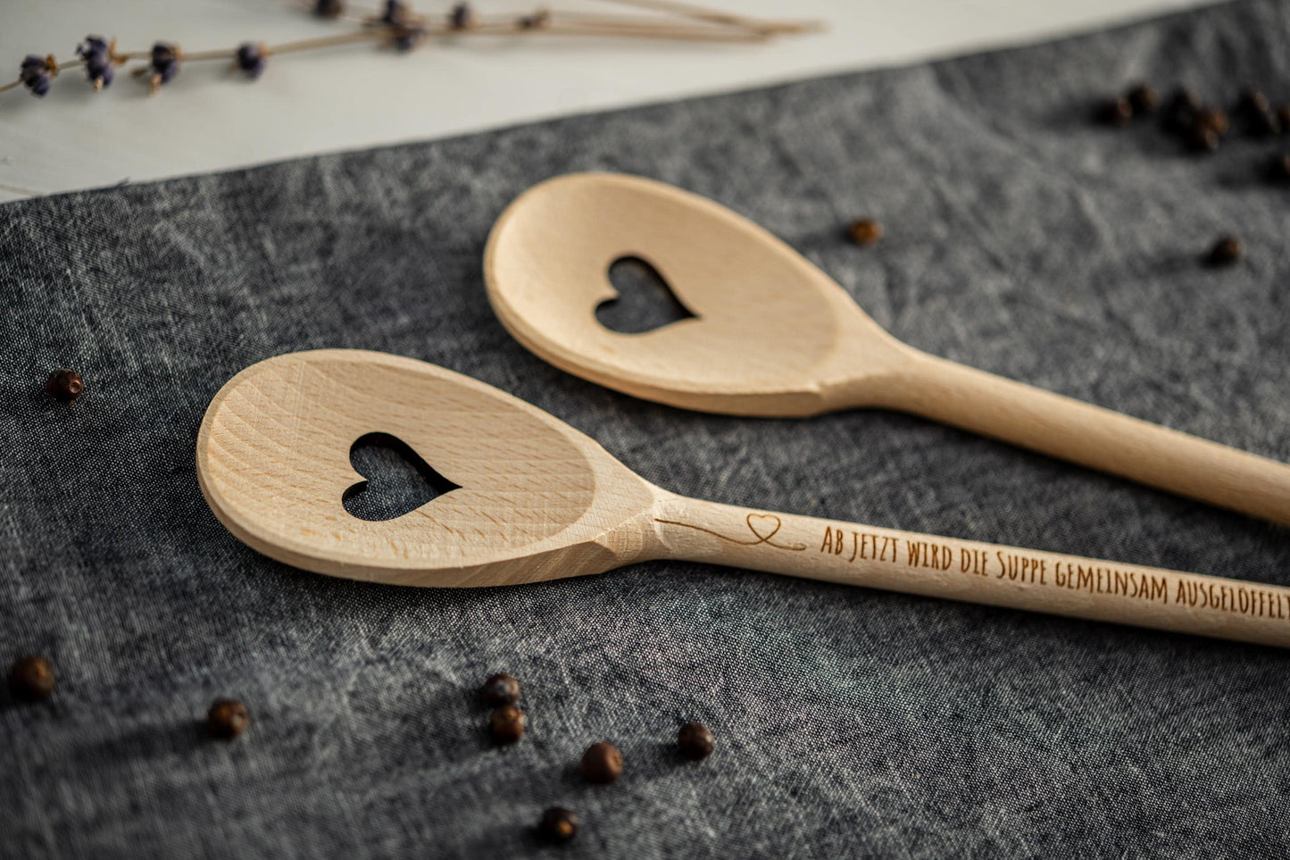 Kochlöffel personalisiert, Hochzeitssuppe, Suppe gemeinsam auslöffeln, Holzlöffel Gravur, Kochlöffel mit Herz, Hochzeitsgeschenk