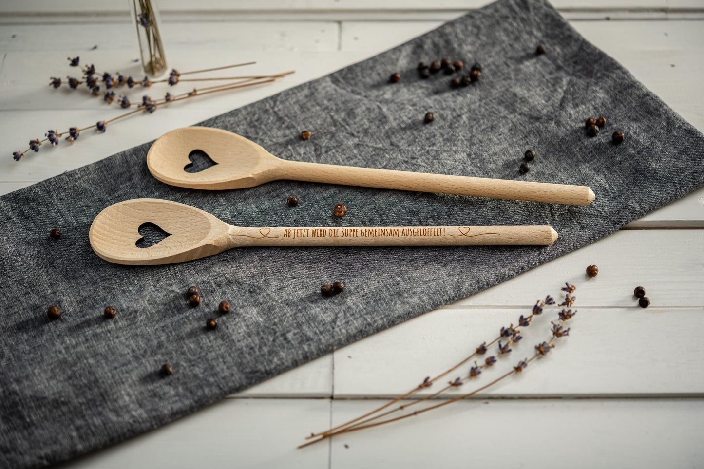 Kochlöffel personalisiert, Hochzeitssuppe, Suppe gemeinsam auslöffeln, Holzlöffel Gravur, Kochlöffel mit Herz, Hochzeitsgeschenk