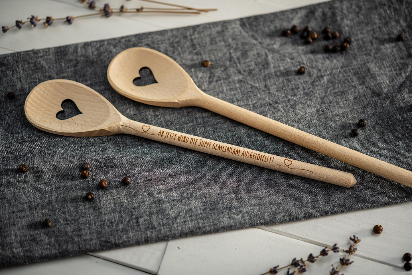 Kochlöffel personalisiert, Hochzeitssuppe, Suppe gemeinsam auslöffeln, Holzlöffel Gravur, Kochlöffel mit Herz, Hochzeitsgeschenk