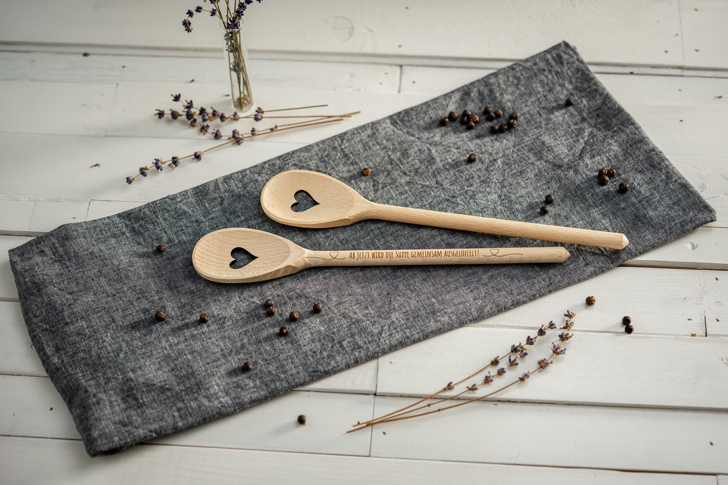 Kochlöffel personalisiert, Hochzeitssuppe, Suppe gemeinsam auslöffeln, Holzlöffel Gravur, Kochlöffel mit Herz, Hochzeitsgeschenk