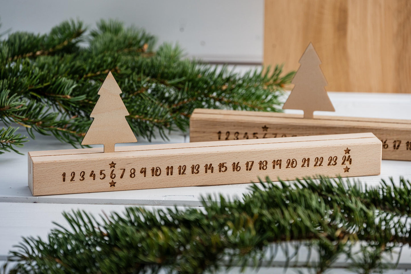 Ewiger Adventskalender aus Holz, 30 cm, Adventskalender Holzleiste, Adventskalender immerwährend, Leiste, Wohndeko, minimalistisch, Büro