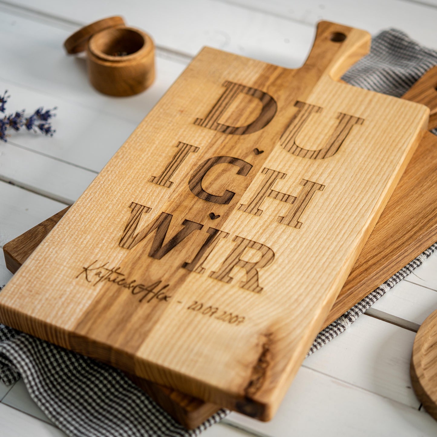 Holzbrett "DU + ICH + WIR" + Hochzeitsdatum, personalisiertes Hochzeitsschild, Holzschild Hochzeitstag, Jahrestag, Geschenk Brautpaar