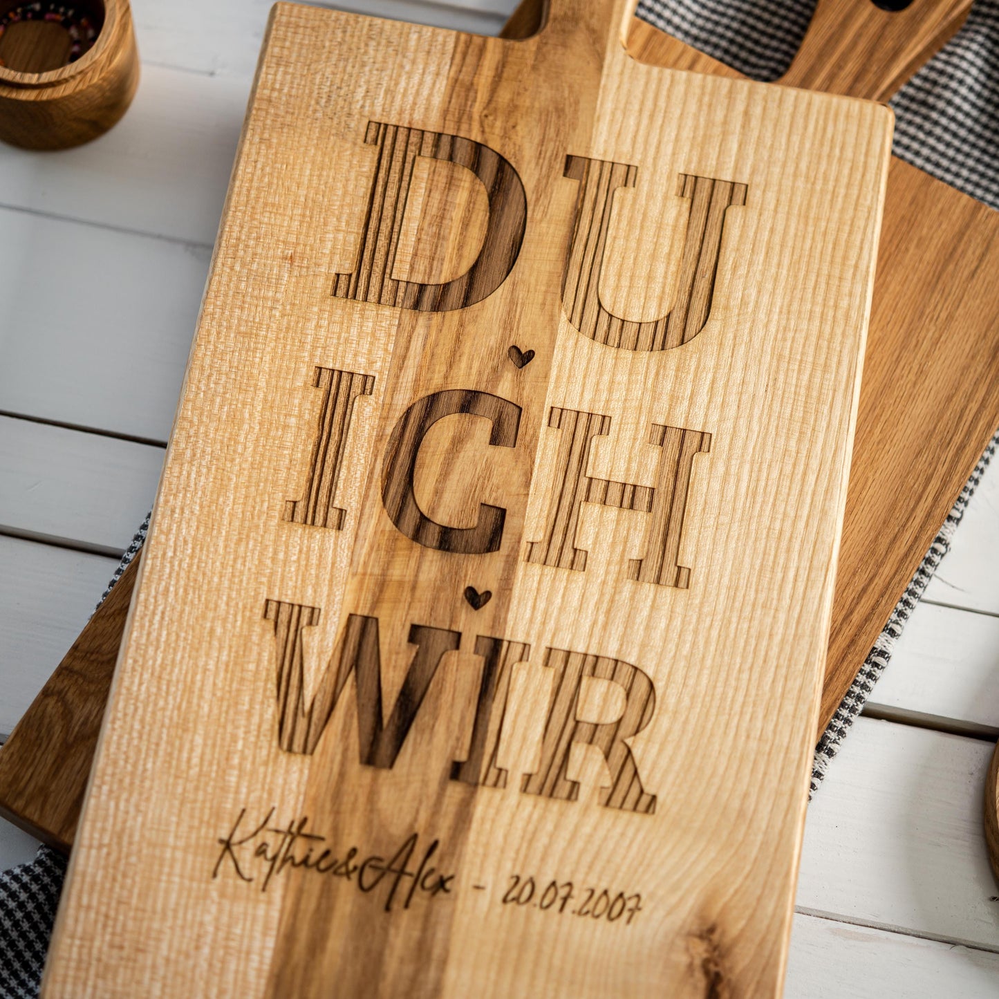 Holzbrett "DU + ICH + WIR" + Hochzeitsdatum, personalisiertes Hochzeitsschild, Holzschild Hochzeitstag, Jahrestag, Geschenk Brautpaar