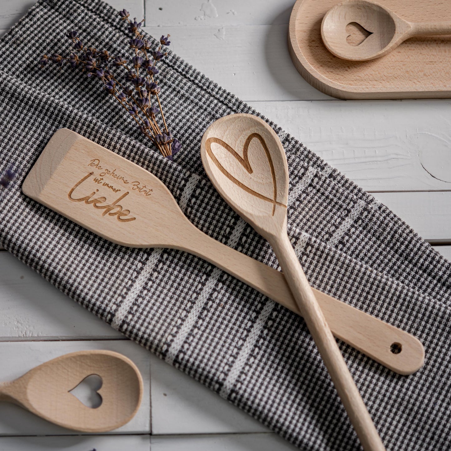 Set Kochlöffel + Pfannenwender, Die geheime Zutat ist immer Liebe, Hochzeitsgeschenk, Einzugsgeschenk, Einweihung, Kollege, Rente, Ruhestand