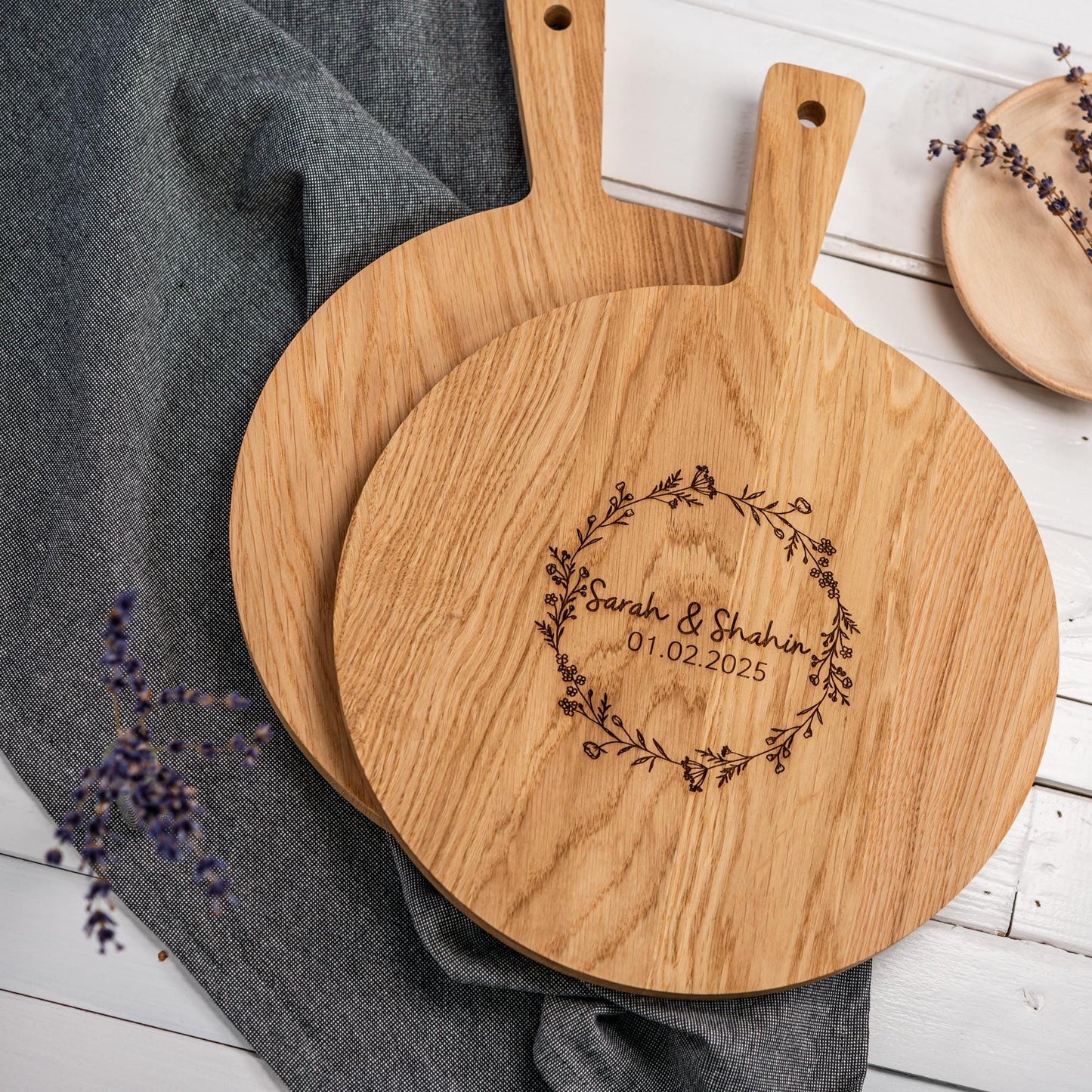 Schneidebrett personalisiert, Brett mit Gravur als Hochzeitsgeschenk, Geldgeschenk Hochzeit, Silberhochzeit, Hölzerne Hochzeit, Polterabend