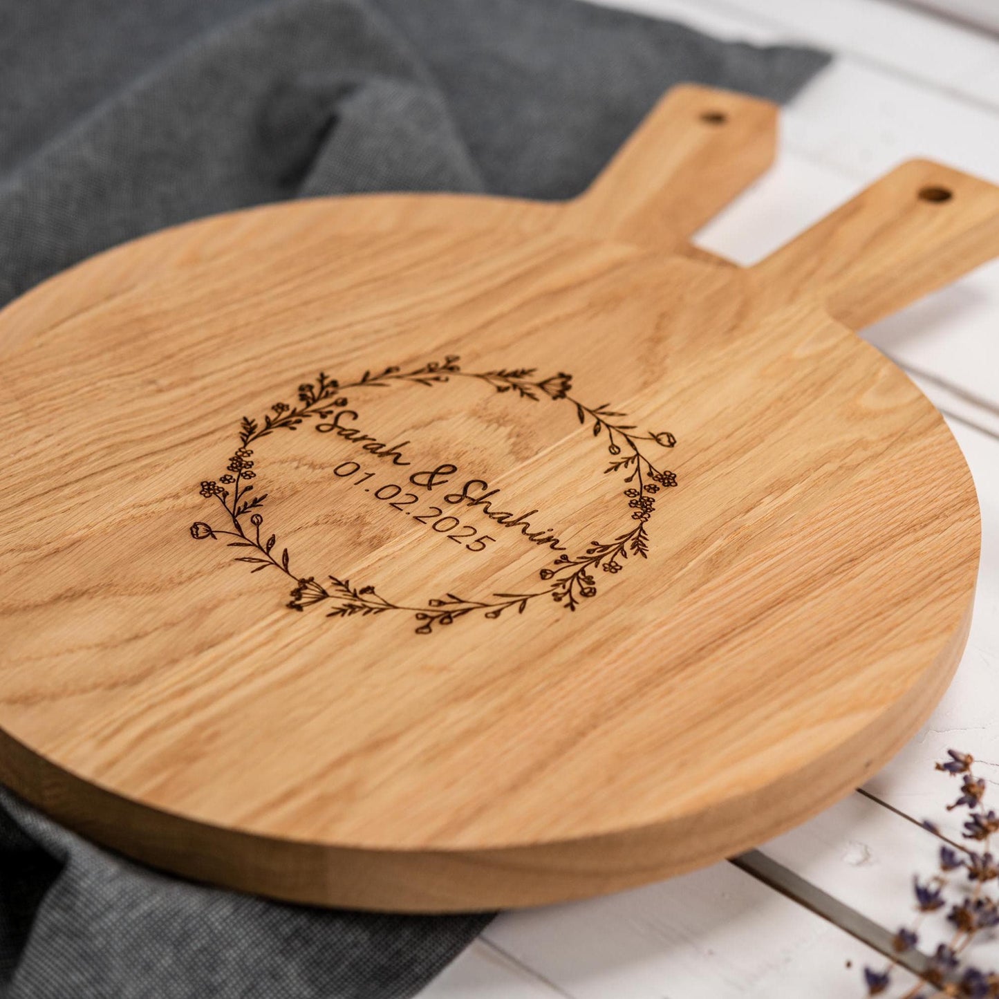 Schneidebrett personalisiert, Brett mit Gravur als Hochzeitsgeschenk, Geldgeschenk Hochzeit, Silberhochzeit, Hölzerne Hochzeit, Polterabend