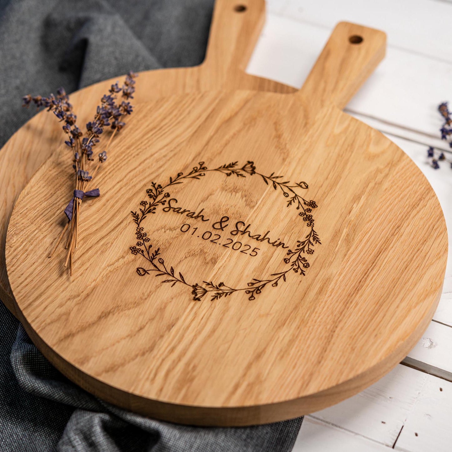 Schneidebrett personalisiert, Brett mit Gravur als Hochzeitsgeschenk, Geldgeschenk Hochzeit, Silberhochzeit, Hölzerne Hochzeit, Polterabend