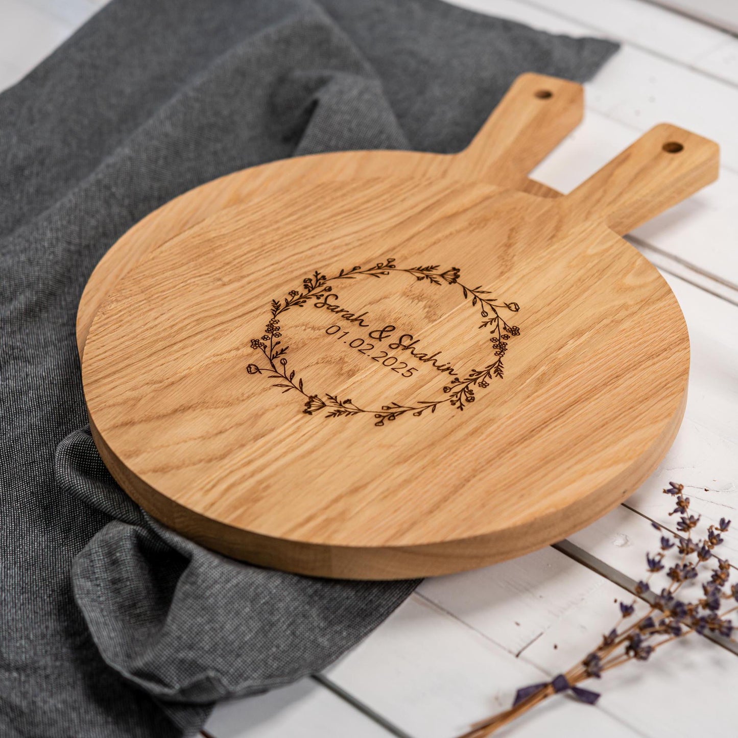 Schneidebrett personalisiert, Brett mit Gravur als Hochzeitsgeschenk, Geldgeschenk Hochzeit, Silberhochzeit, Hölzerne Hochzeit, Polterabend