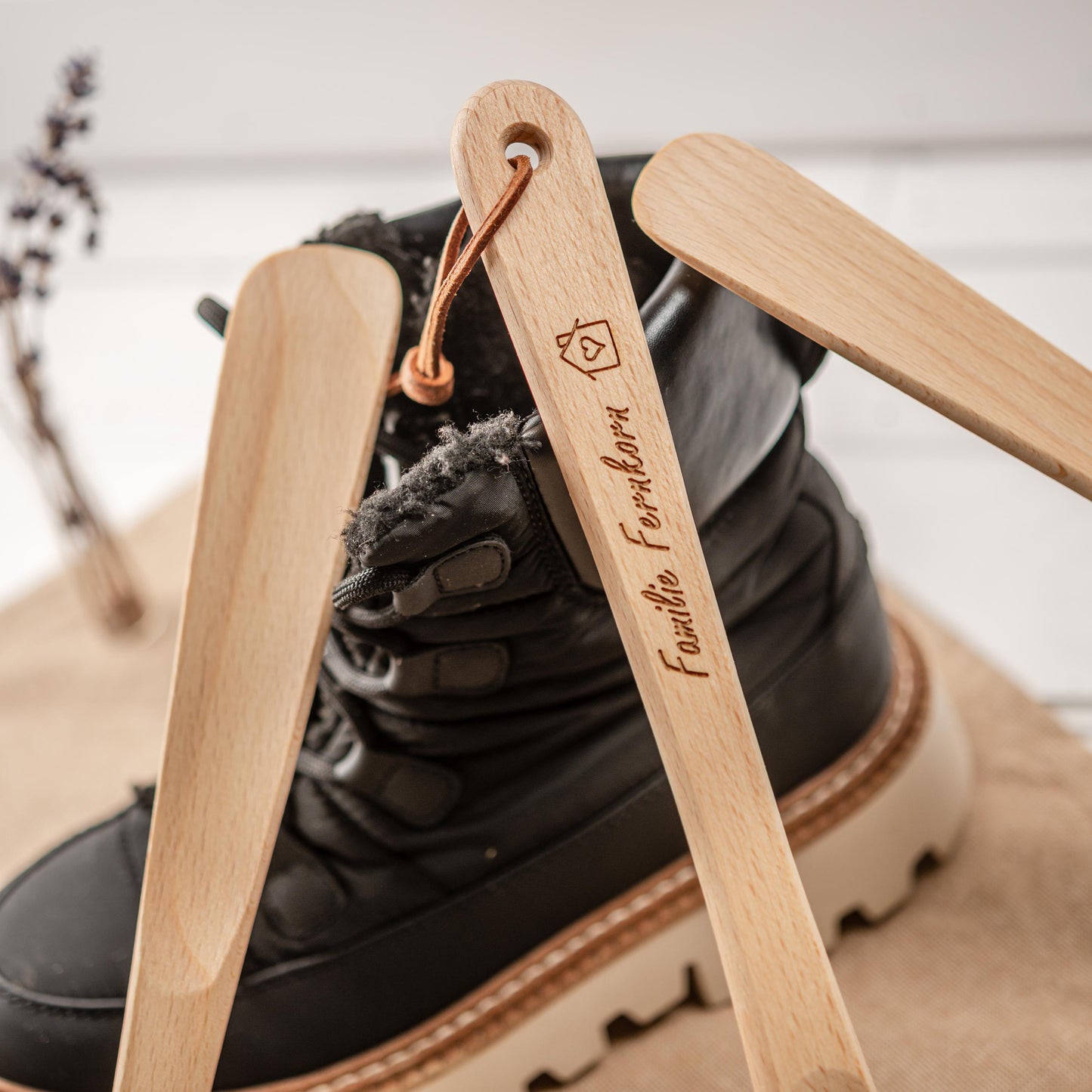 Schuhlöffel personalisiert, Schuhanzieher mit Gravur, Geschenk Einzug, Umzug, Richtfest, Hausbau, Freunde, Schuhlöffel aus Holz