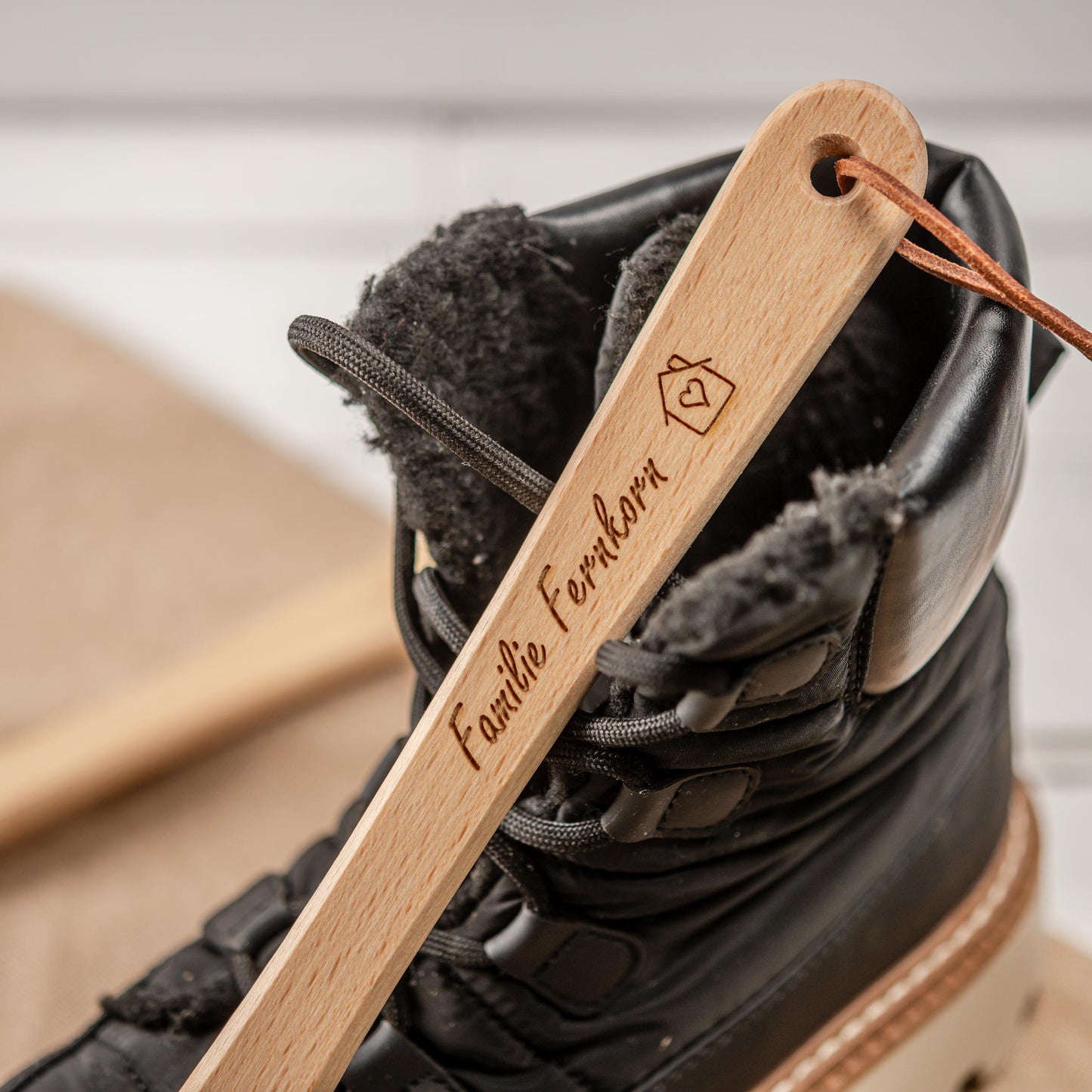 Schuhlöffel personalisiert, Schuhanzieher mit Gravur, Geschenk Einzug, Umzug, Richtfest, Hausbau, Freunde, Schuhlöffel aus Holz