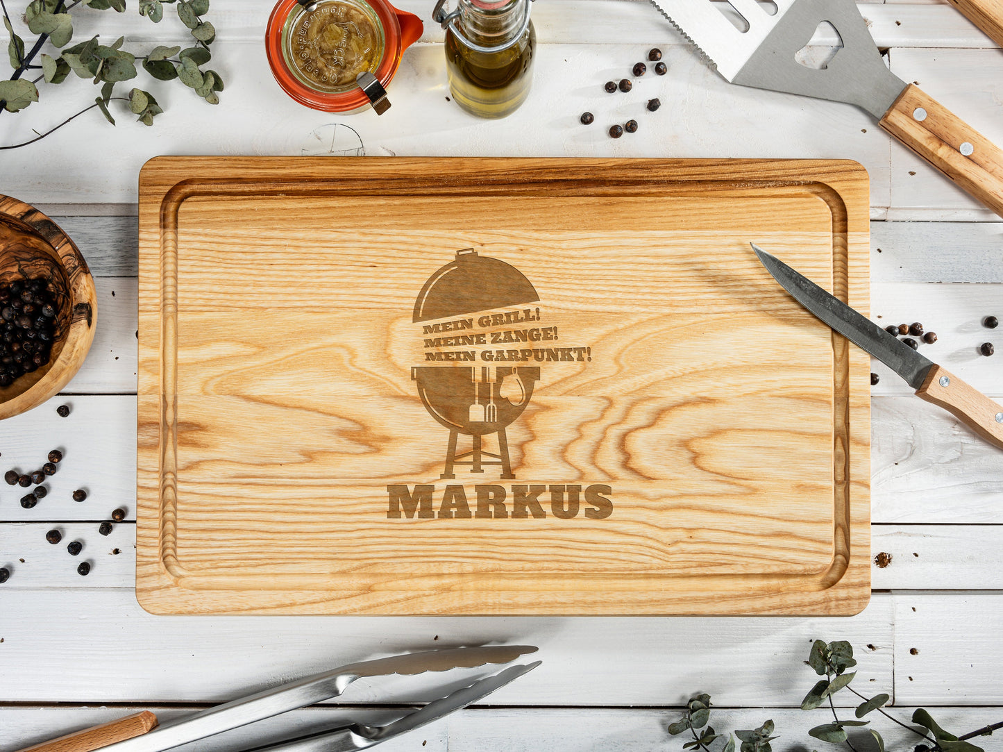 Grillbrett mit Gravur, Schneidebrett Männer, Grillbrett personalisiert, Geschenkidee Vatertag, 40x25x2, Grill Geschenk für Männer, Burger