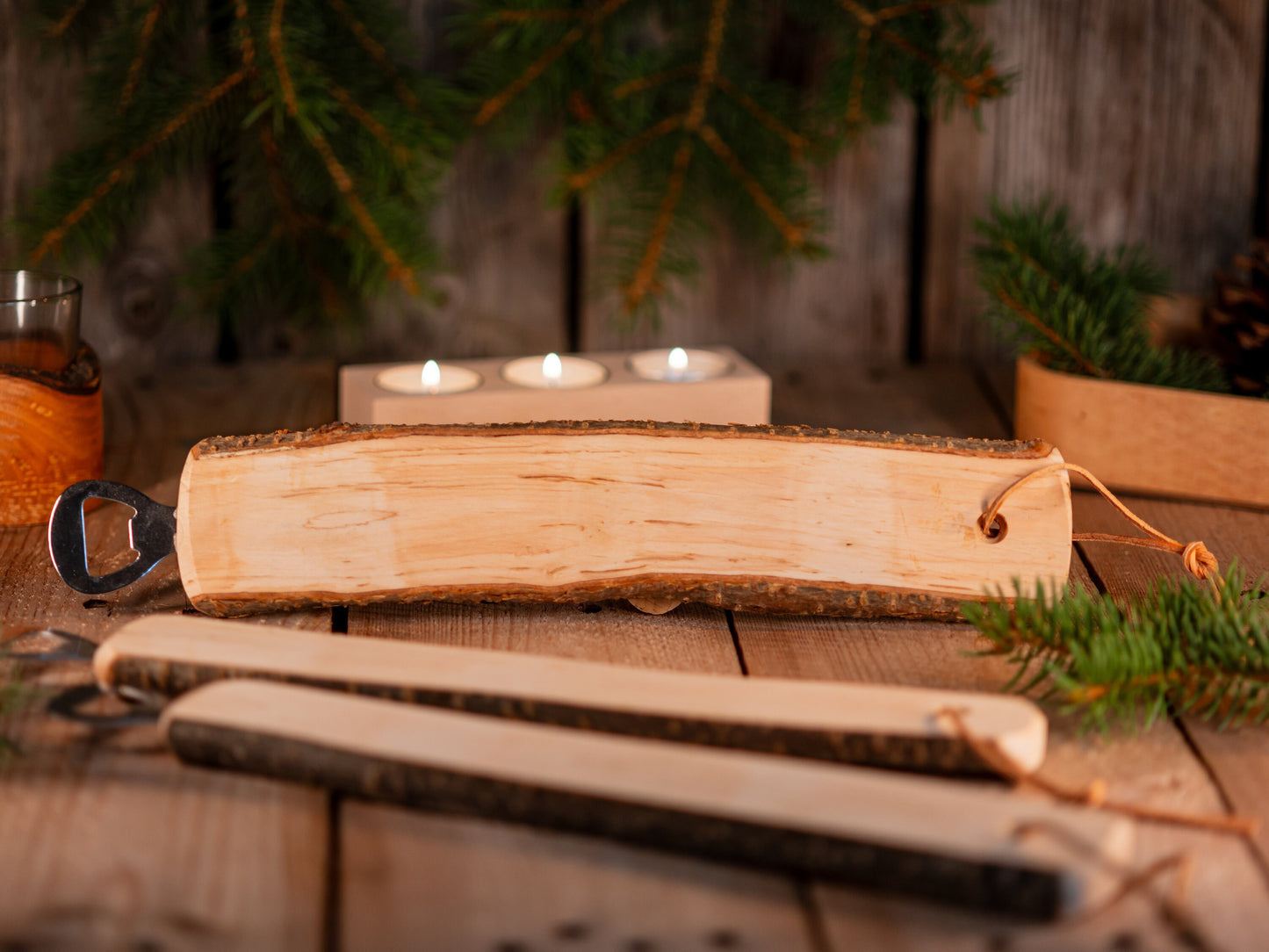 XXXL Flaschenöffner personalisiert mit Gravur - großer, rustikaler, Bierflaschenöffner mit Rinde, Weihnachtsgeschenk Mann, Kumpel, Opa