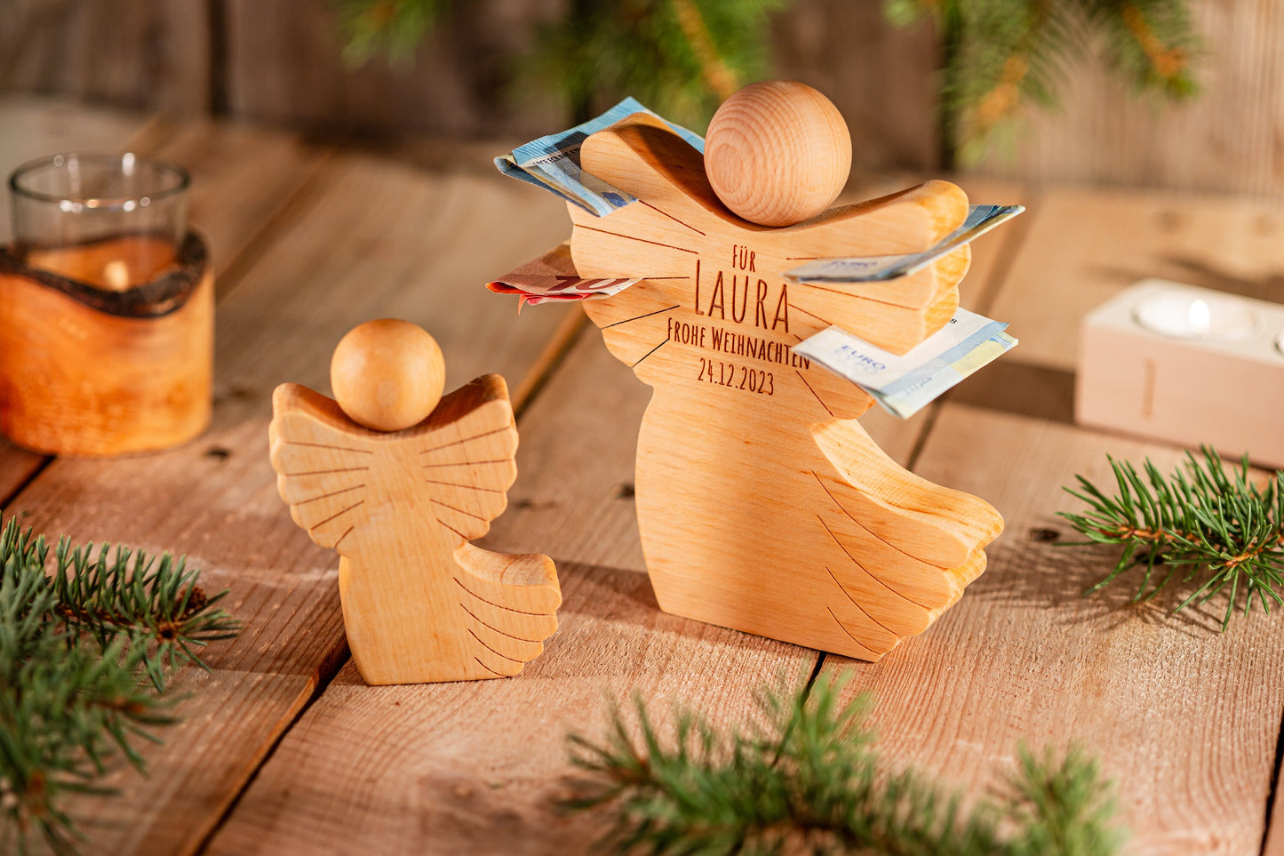 Weihnachtsengel aus Holz, Geldgeschenk zu Weihnachten, Weihnachtsgeschenk Enkel und Kinder, Engel aus Holz, Schutzengel, Engel aus Holz