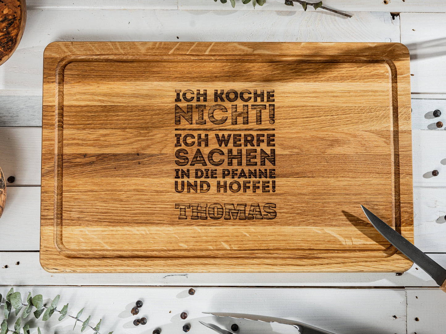ICH KOCHE NICHT, personalisiertes Grillbrett, Geschenk Papa, Grillmeister, Geschenkidee Vatertag, Männergeschenk+Namen+Wunschmotiv, 40x25x2