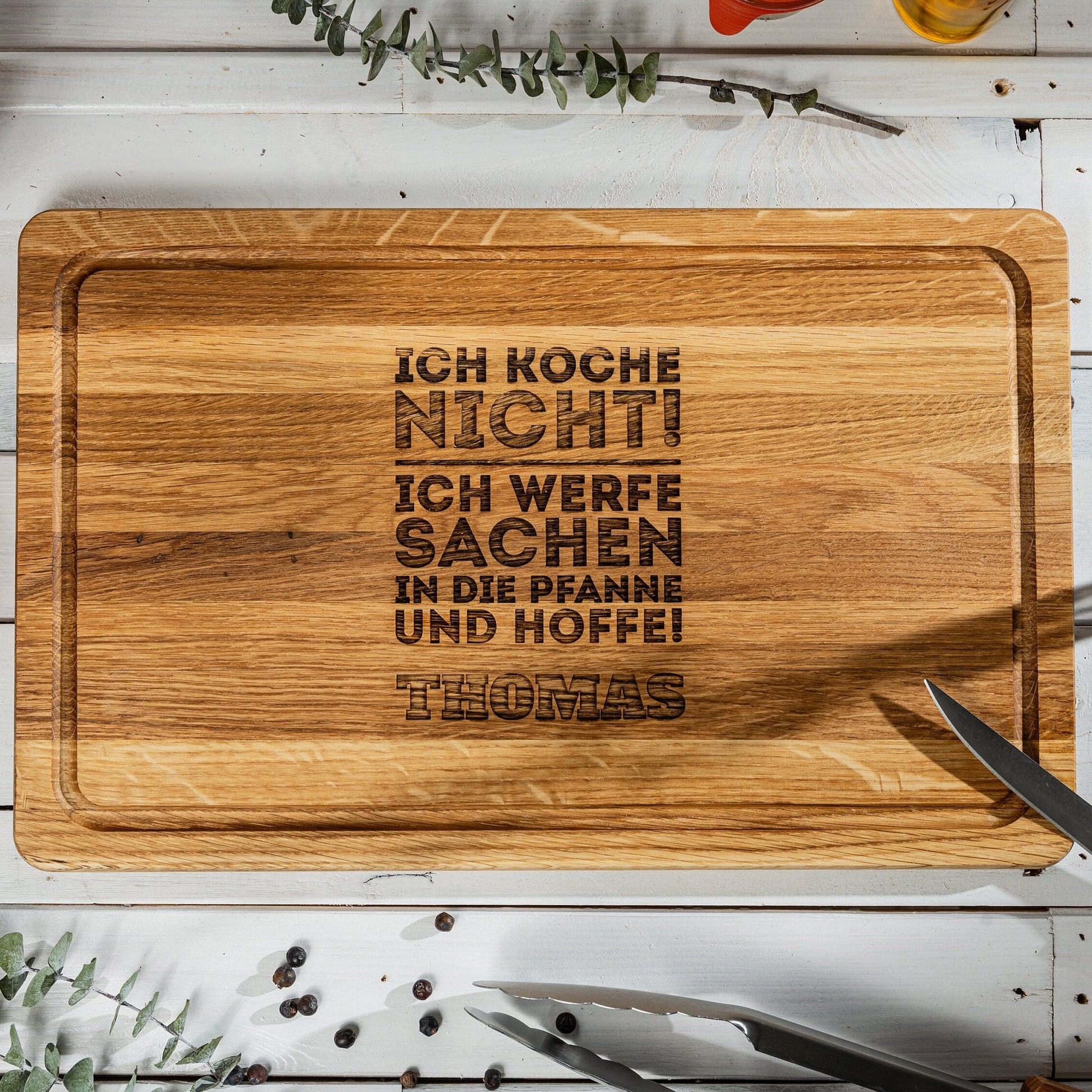 ICH KOCHE NICHT, personalisiertes Grillbrett, Geschenk Papa, Grillmeister, Geschenkidee Vatertag, Männergeschenk+Namen+Wunschmotiv, 40x25x2