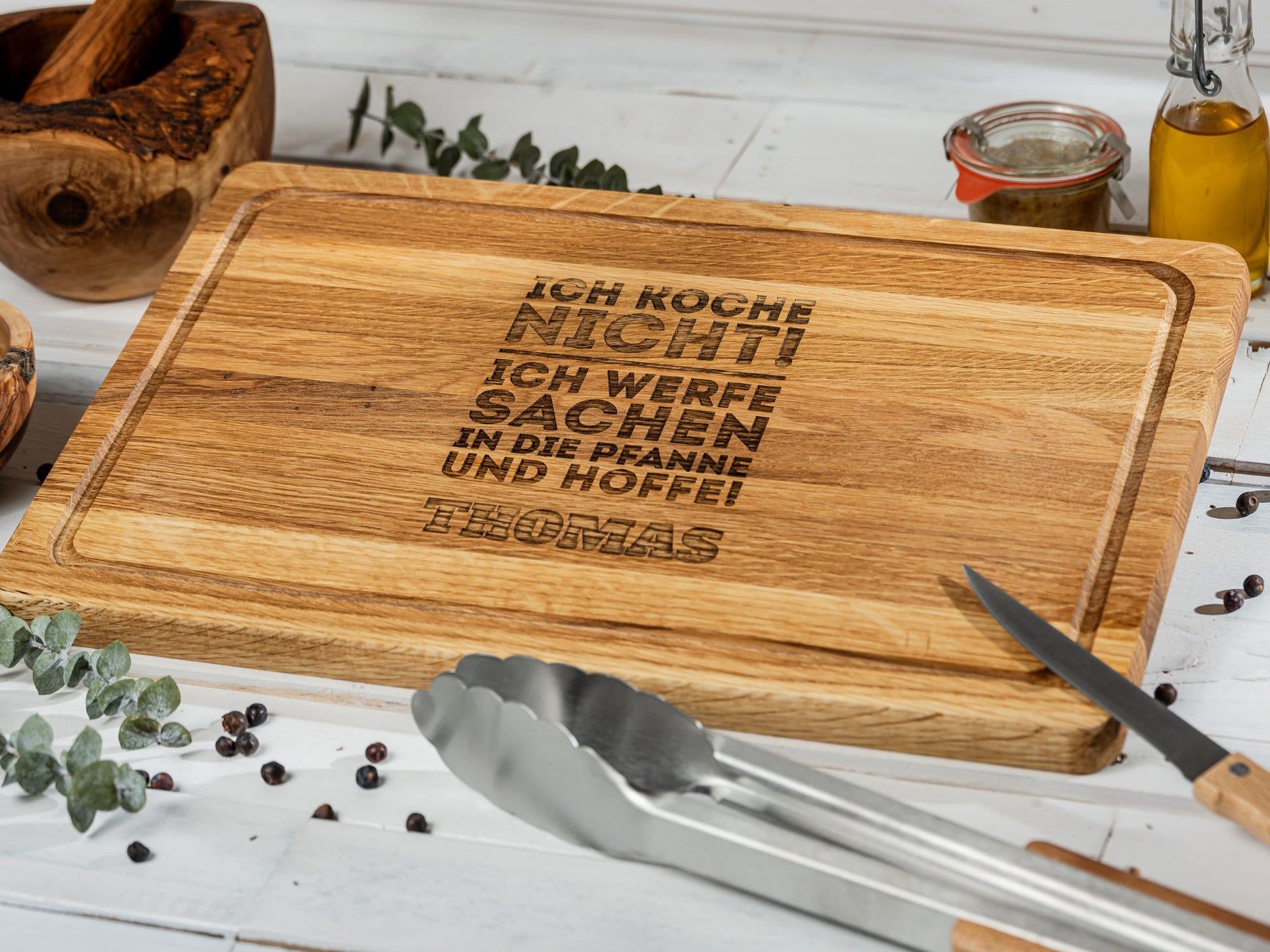 ICH KOCHE NICHT, personalisiertes Grillbrett, Geschenk Papa, Grillmeister, Geschenkidee Vatertag, Männergeschenk+Namen+Wunschmotiv, 40x25x2