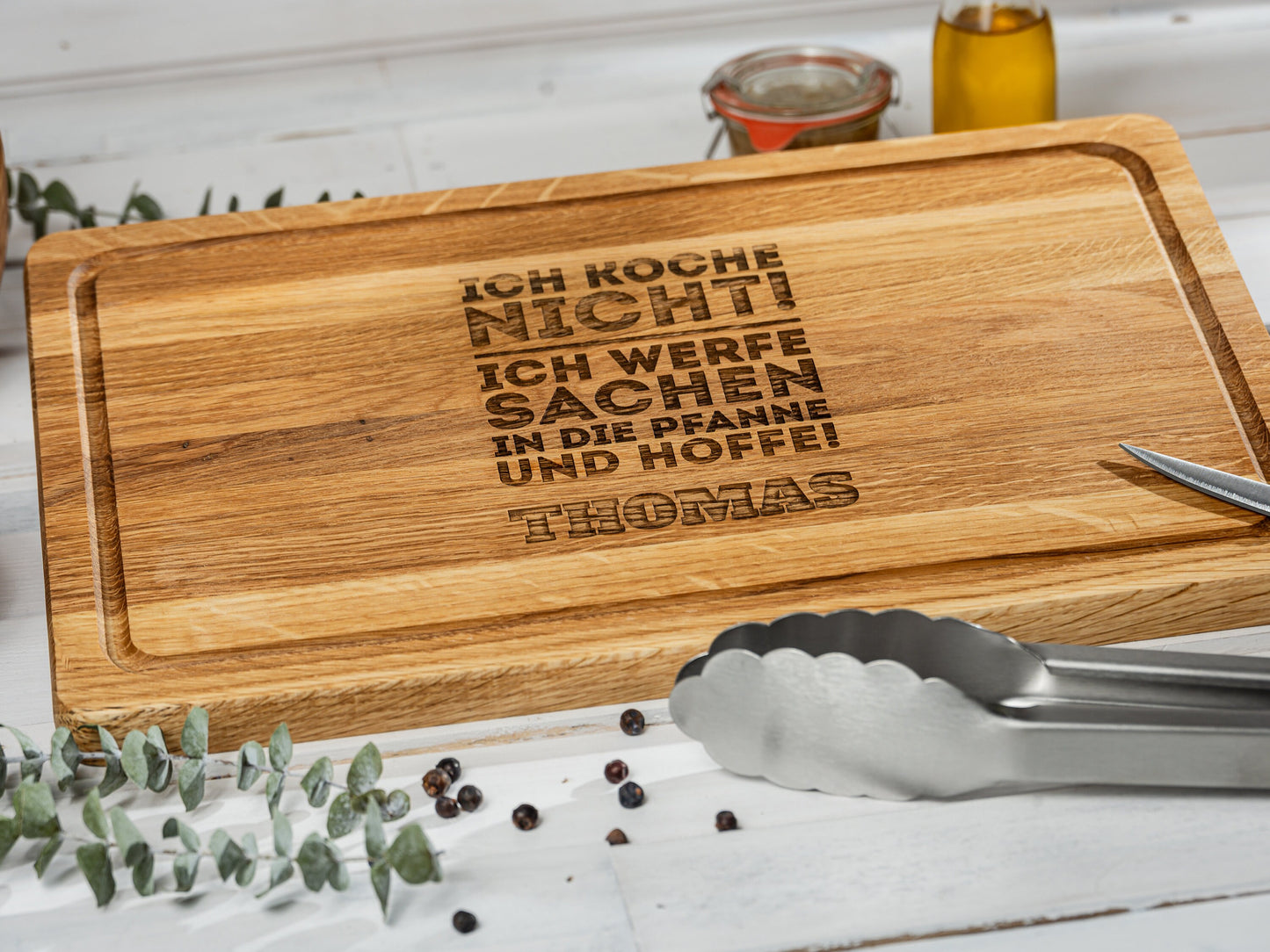 ICH KOCHE NICHT, personalisiertes Grillbrett, Geschenk Papa, Grillmeister, Geschenkidee Vatertag, Männergeschenk+Namen+Wunschmotiv, 40x25x2
