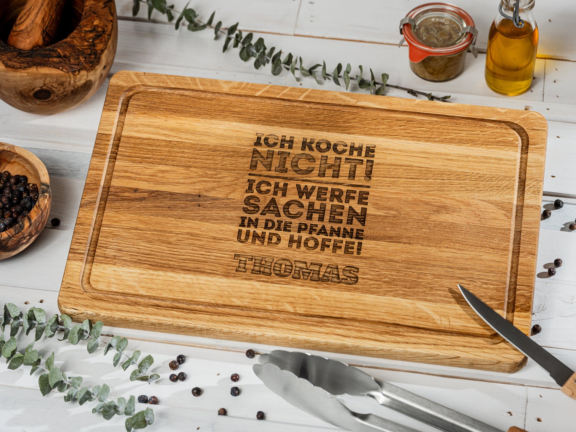 ICH KOCHE NICHT, personalisiertes Grillbrett, Geschenk Papa, Grillmeister, Geschenkidee Vatertag, Männergeschenk+Namen+Wunschmotiv, 40x25x2