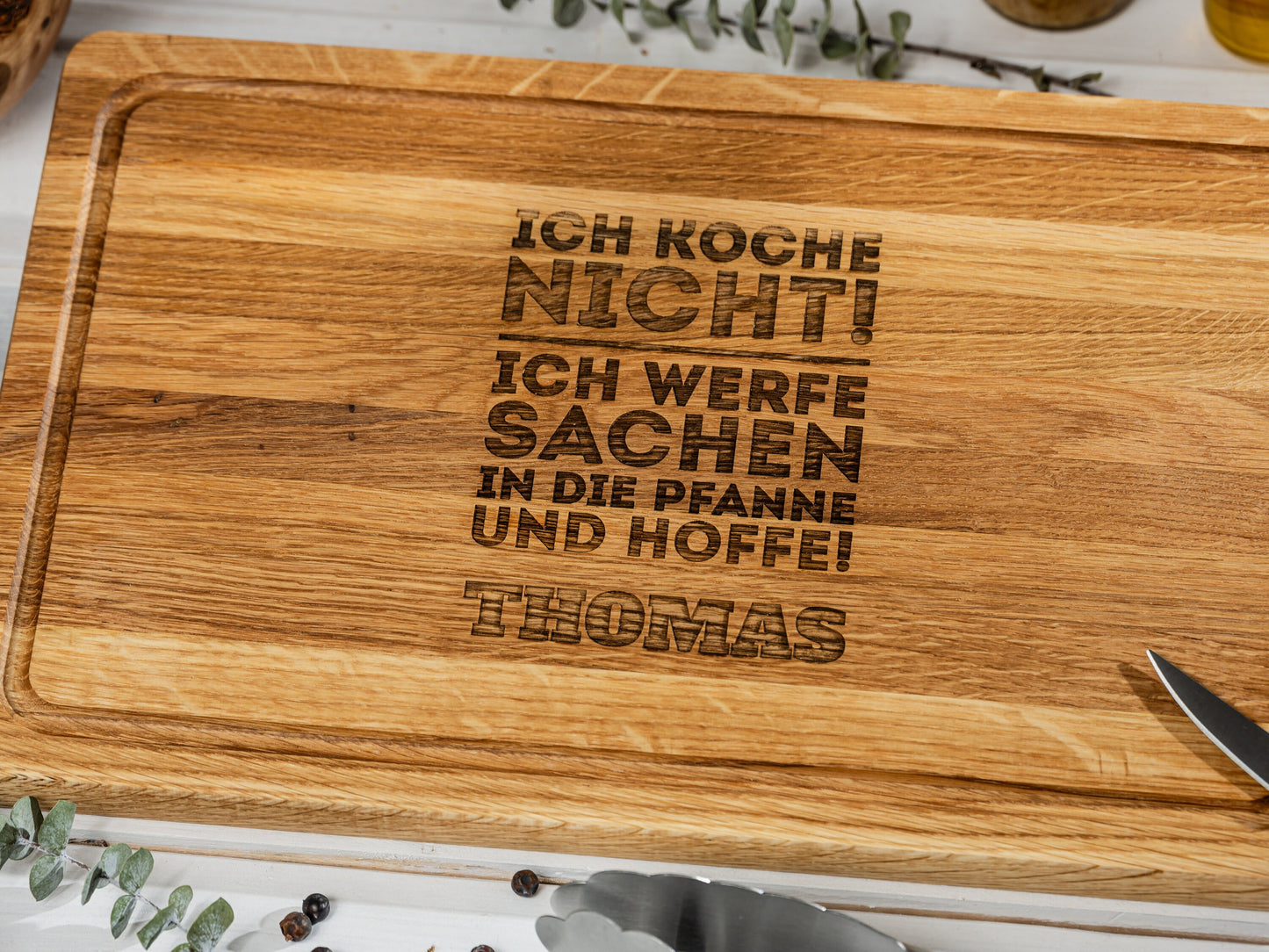 ICH KOCHE NICHT, personalisiertes Grillbrett, Geschenk Papa, Grillmeister, Geschenkidee Vatertag, Männergeschenk+Namen+Wunschmotiv, 40x25x2