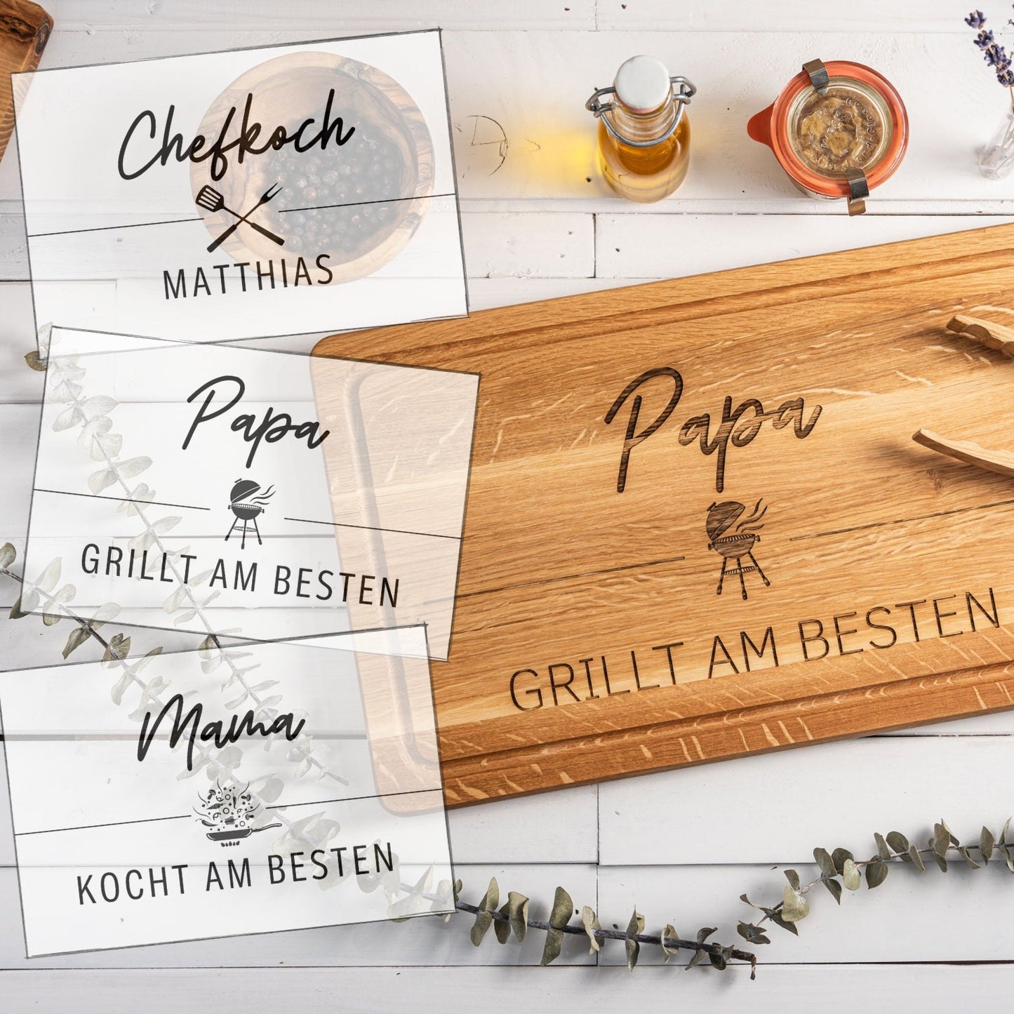 Personalisiertes Schneidebrett / 40x25 cm / Grillen / Grillbrett / Geschenk für Männer / Geschenk Papa / Grillbrett personalisiert / Kochen