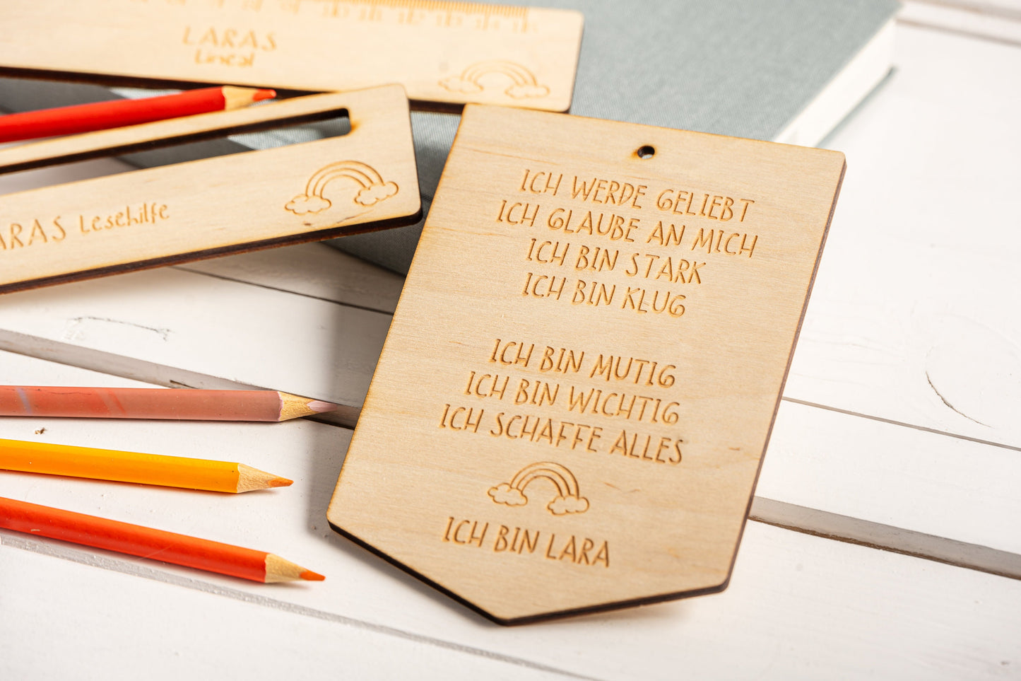 Geschenkset Schultüte, Lesehilfe, personalisierter Stiftebecher aus Holz, Einschulung, Geschenk Schulkind, Deko Einschulung, Erste Klasse