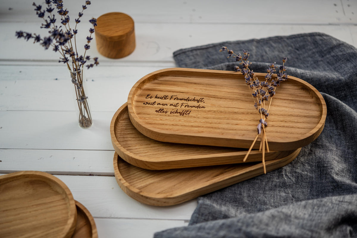 Mini Holztablett, Eichenholz, Tablett Holz, Holztablett, Geschenkidee, – Holz&Herzig