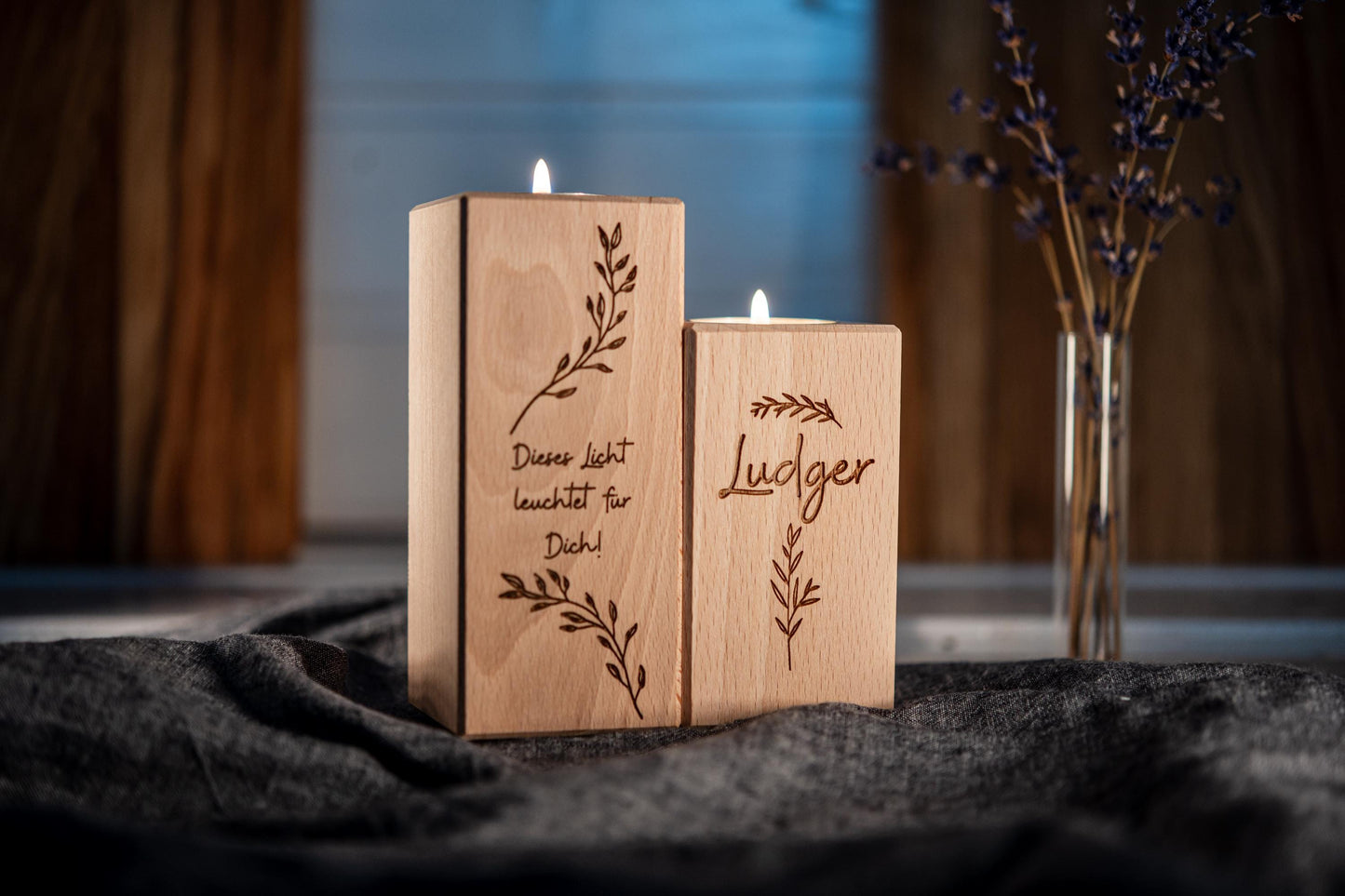 Personalisierbare Trauerkerze Holz, Trauer Geschenk, Gravur, Erinnerungslicht, Trauerlicht, Gedenkkerze, Trauergeschenk, Trauerlicht Kind