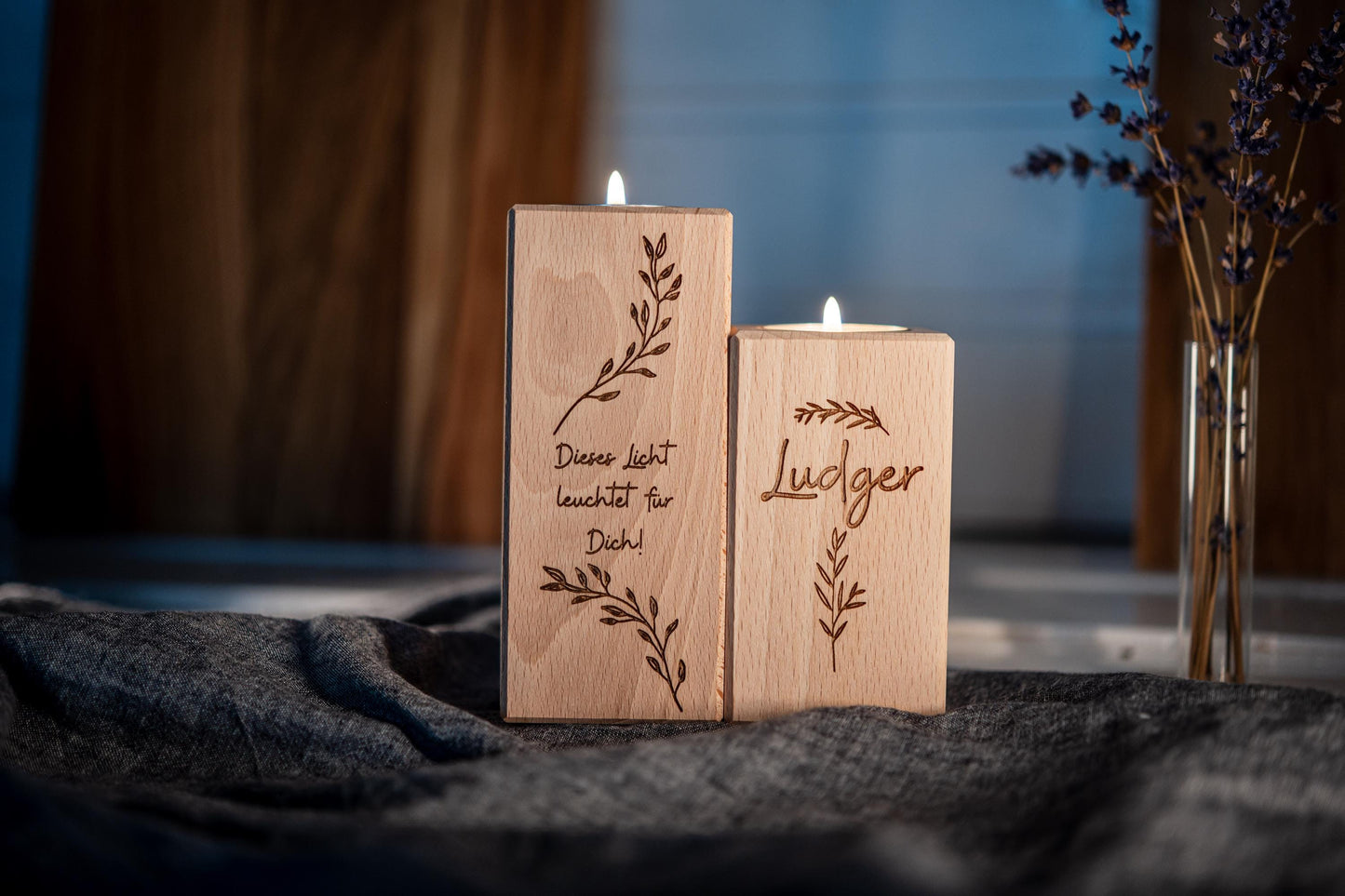 Personalisierbare Trauerkerze Holz, Trauer Geschenk, Gravur, Erinnerungslicht, Trauerlicht, Gedenkkerze, Trauergeschenk, Trauerlicht Kind