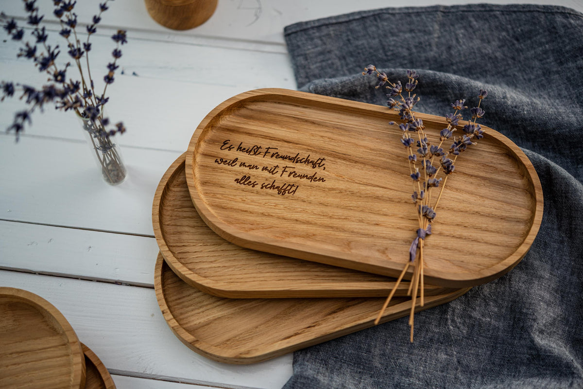 Mini Holztablett, Eichenholz, Tablett Holz, Holztablett, Geschenkidee, – Holz&Herzig