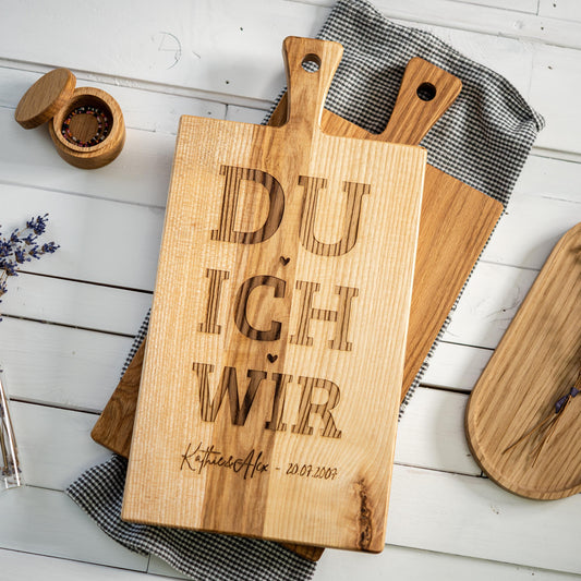 Holzbrett "DU + ICH + WIR" + Hochzeitsdatum, personalisiertes Hochzeitsschild, Holzschild Hochzeitstag, Jahrestag, Geschenk Brautpaar