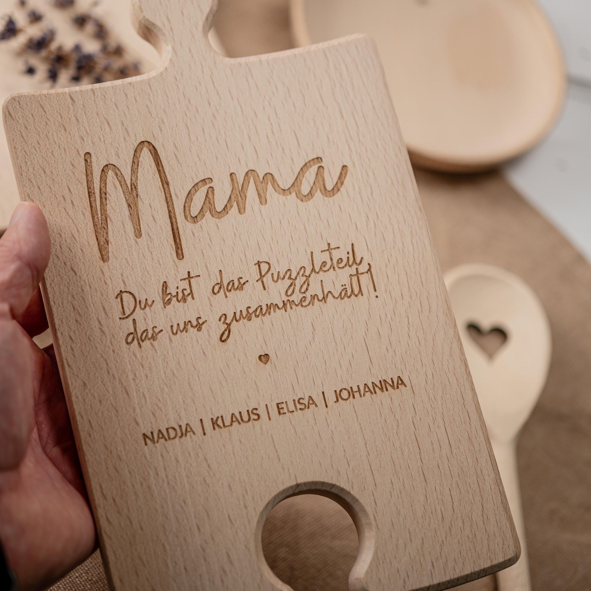 Schneidebrett Puzzleteil, Muttertagsgeschenk, Vatertagsgeschenk, Geburtstagsgeschenk, Geschenk, Holzbrett, Muttertag, Vatertag