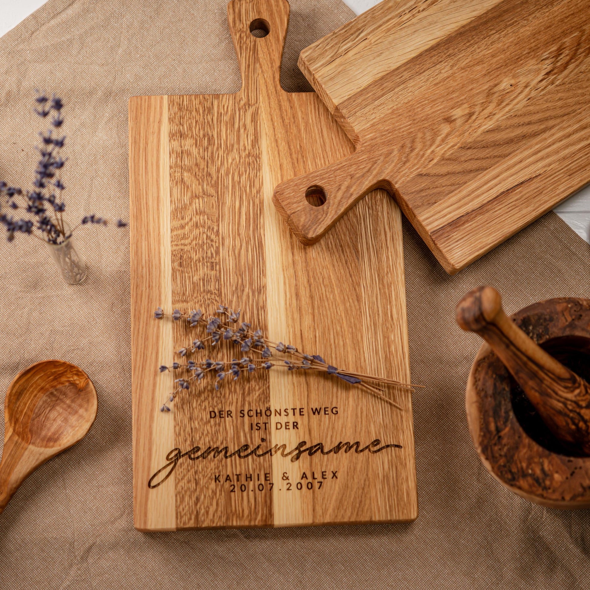 Schneidebrett, der schönste Weg ist der gemeinsame, Holzbrett personalisiert, Hochzeitsgeschenk, Geschenk Brautpaar, Brett Hochzeit