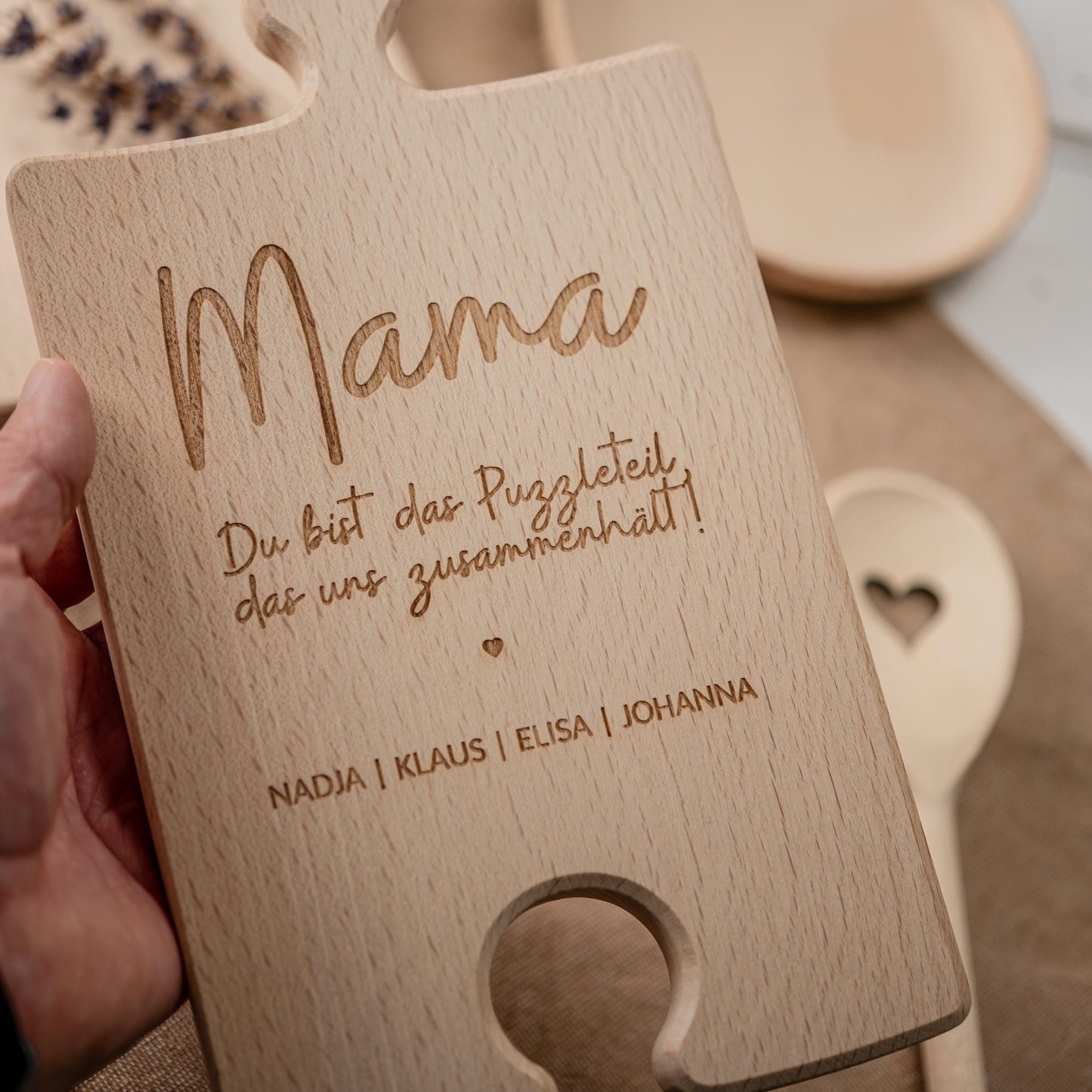 Schneidebrett Puzzleteil, Muttertagsgeschenk, Vatertagsgeschenk, Geburtstagsgeschenk, Geschenk, Holzbrett, Muttertag, Vatertag