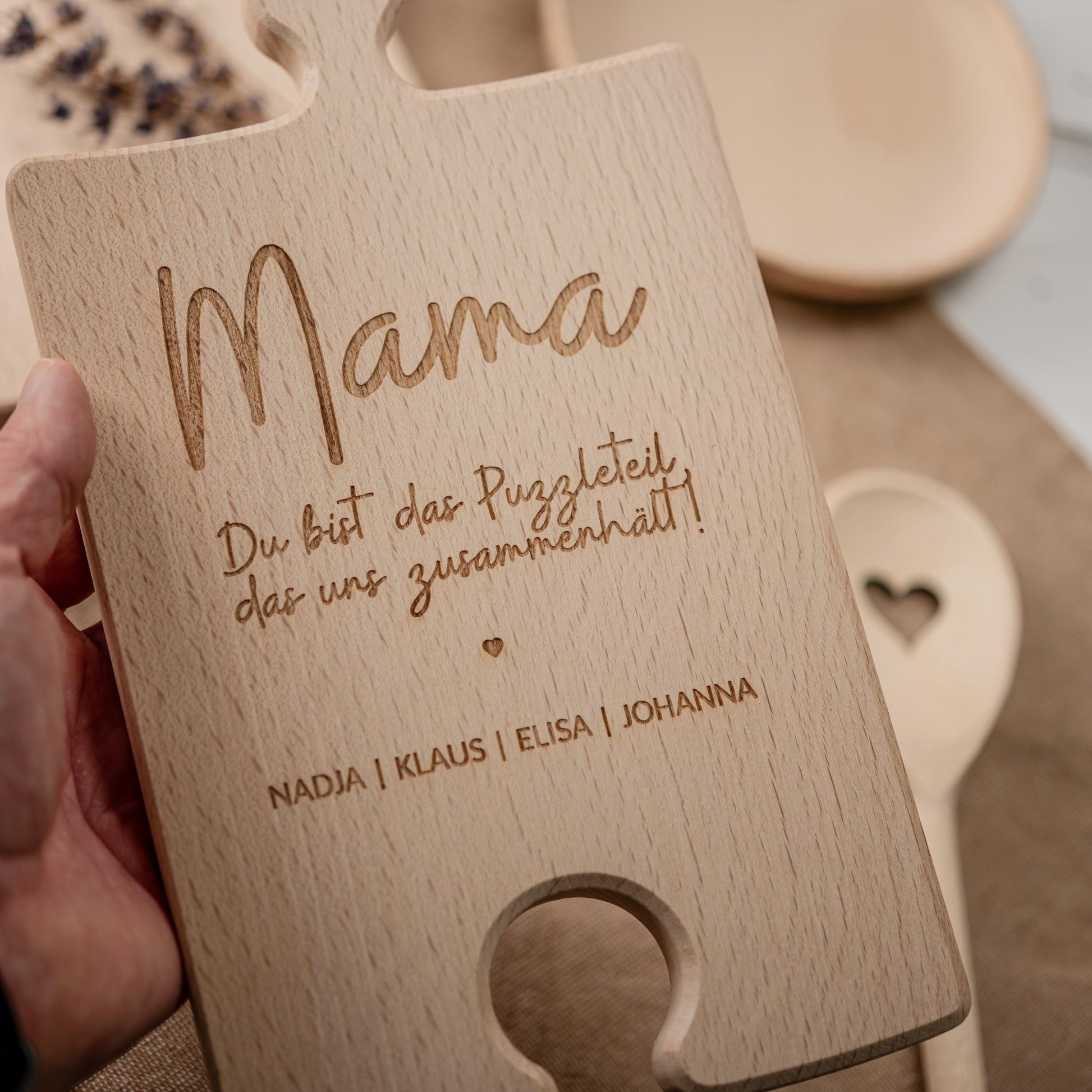 Schneidebrett Puzzleteil, Muttertagsgeschenk, Vatertagsgeschenk, Geburtstagsgeschenk, Geschenk, Holzbrett, Muttertag, Vatertag