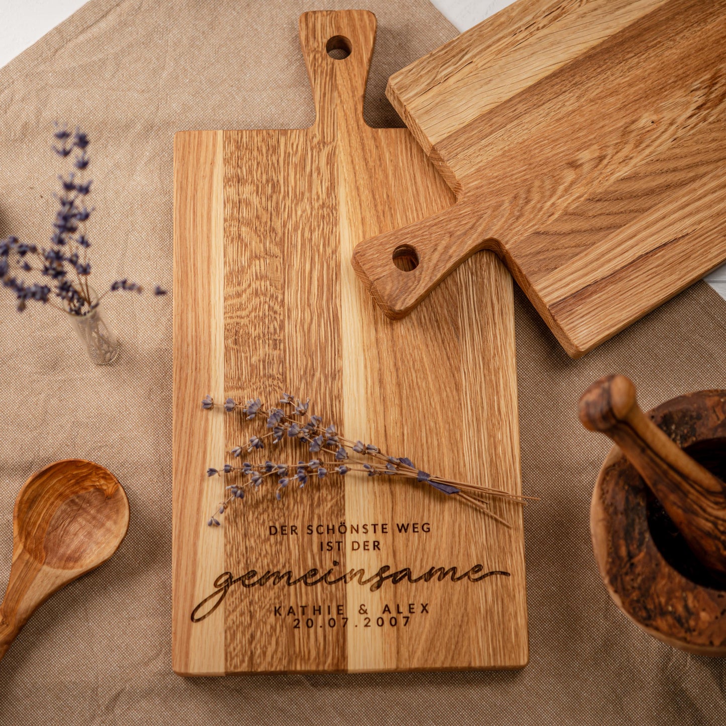 Schneidebrett, der schönste Weg ist der gemeinsame, Holzbrett personalisiert, Hochzeitsgeschenk, Geschenk Brautpaar, Brett Hochzeit