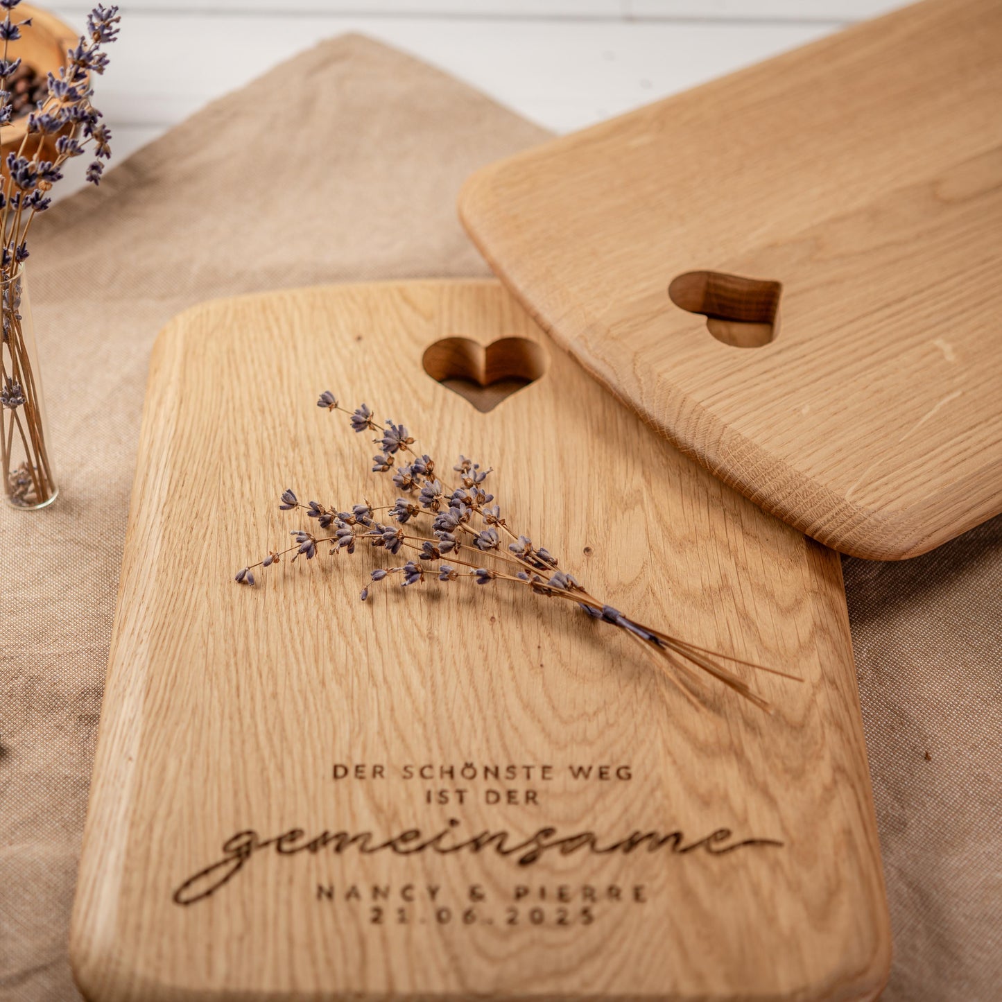 Schneidebrett Herz, Der schönste Weg ist der gemeinsame, Holzbrett personalisiert, Hochzeitsgeschenk, Geschenk Brautpaar, Silberhochzeit