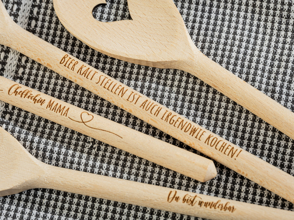 Kochlöffel personalisiert mit Namen, Wunschtext, Geschenkidee Hobbykoc – Holz&Herzig
