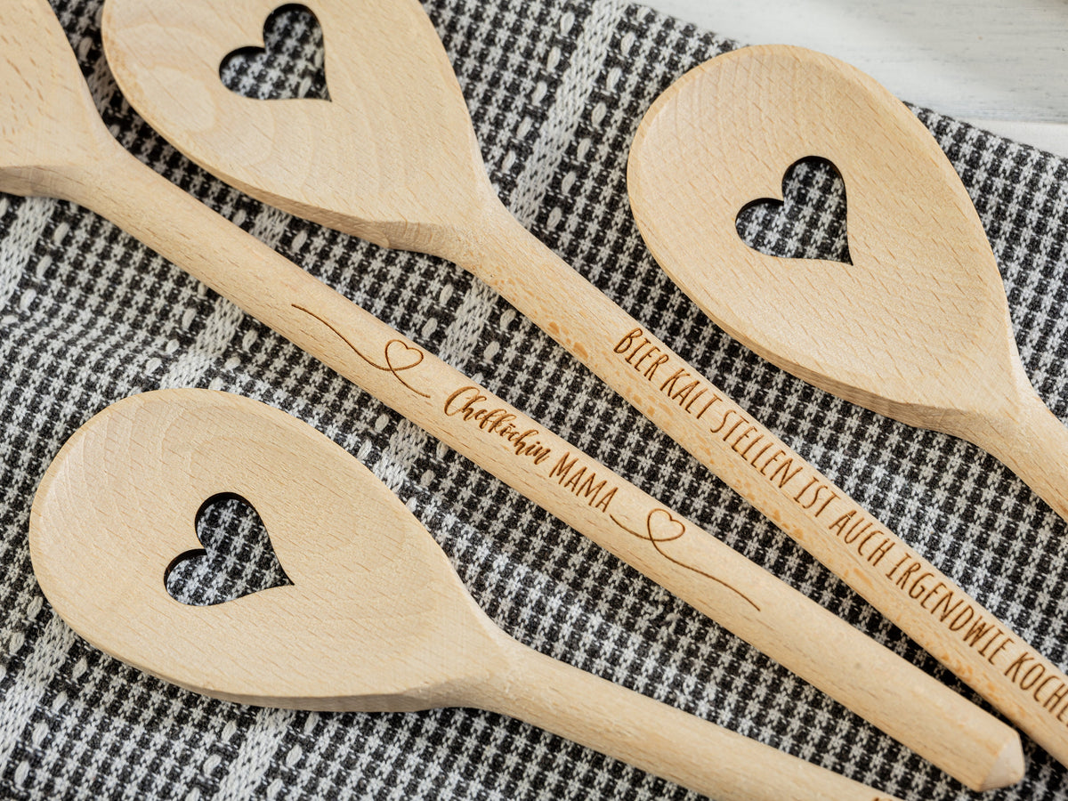 Kochlöffel mit Wunschtext, Geschenk zu Weihnachten, Geschenkidee Koch, – Holz&Herzig